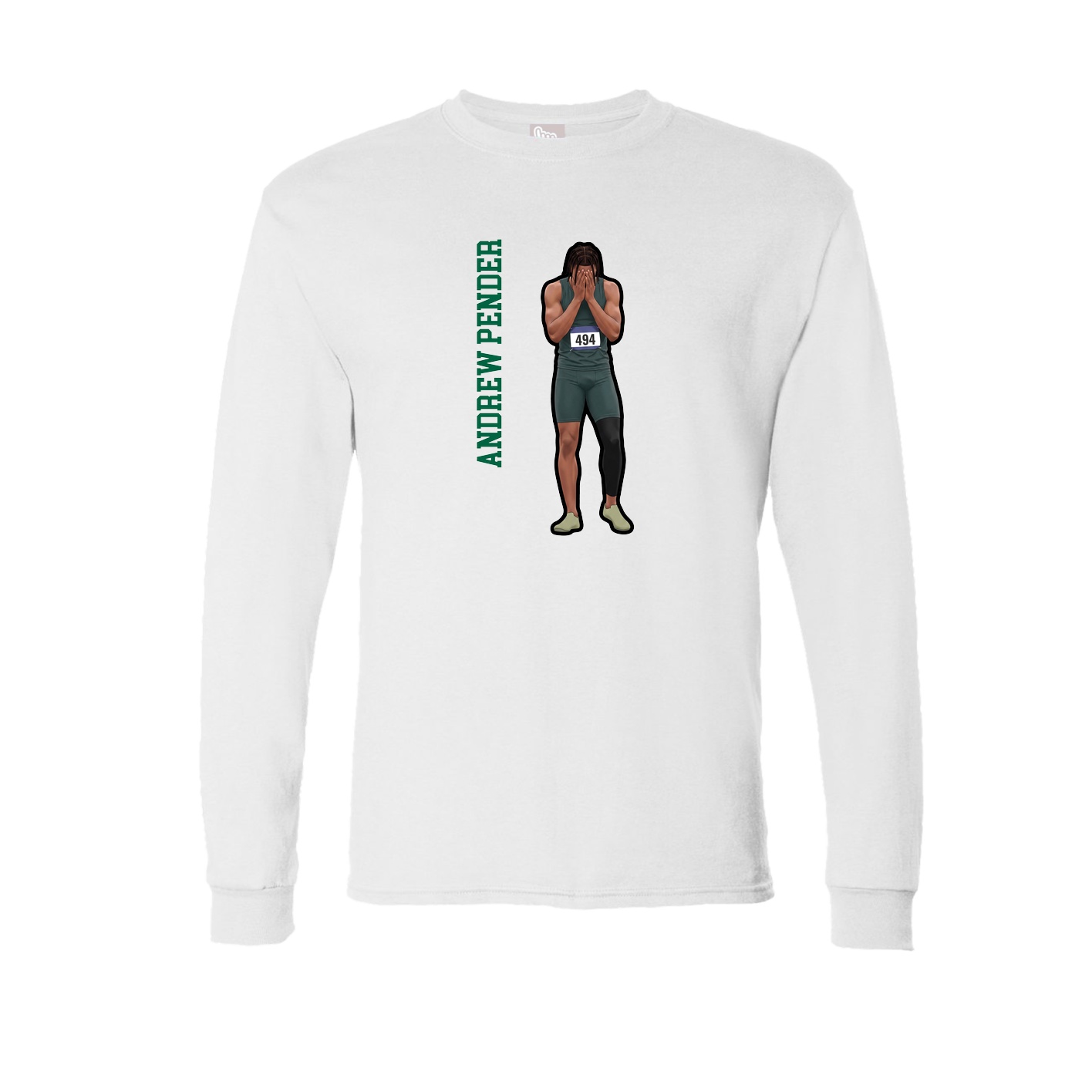 Long Sleeve Tee — Name Vertical in White