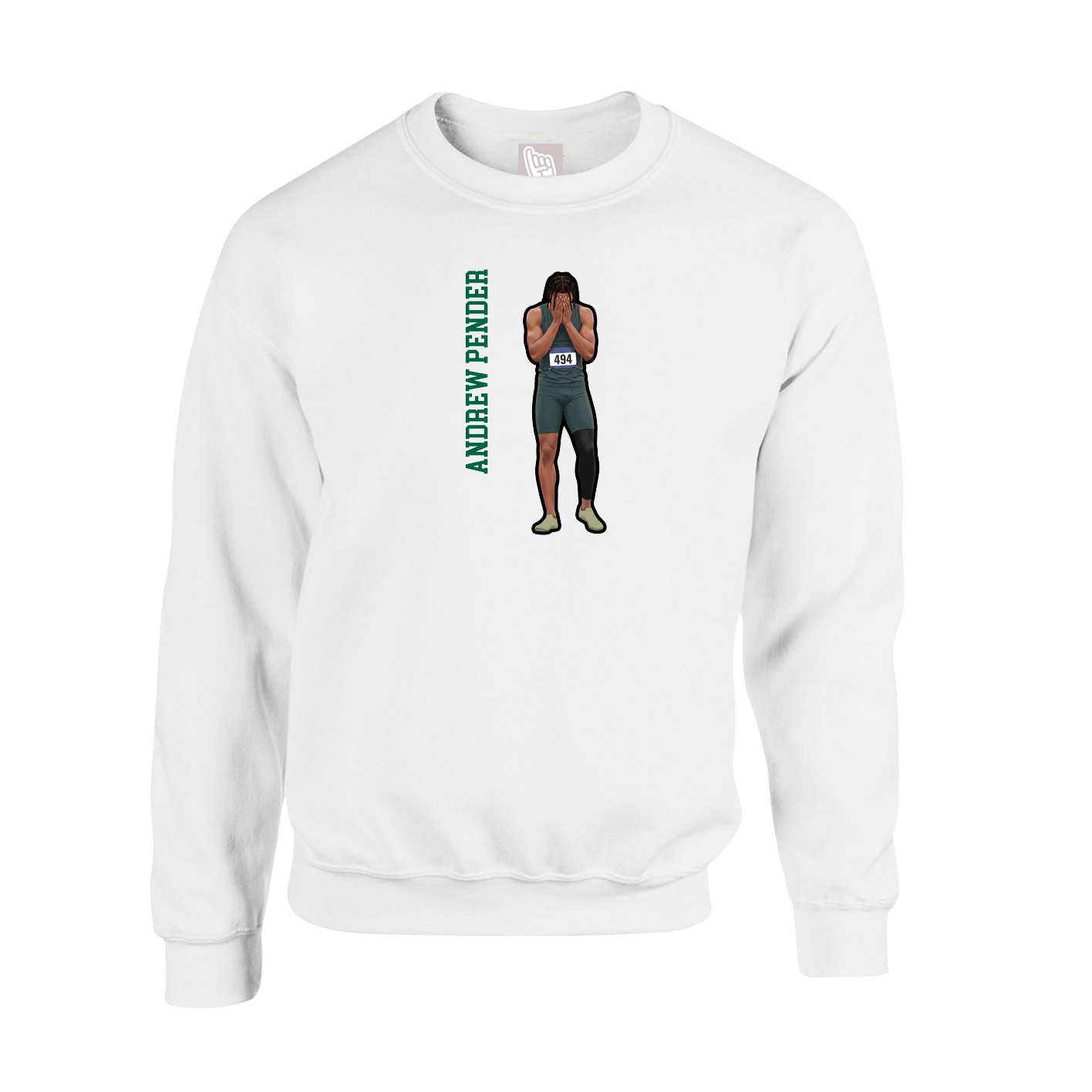 Fleece Crew — Name Vertical in White