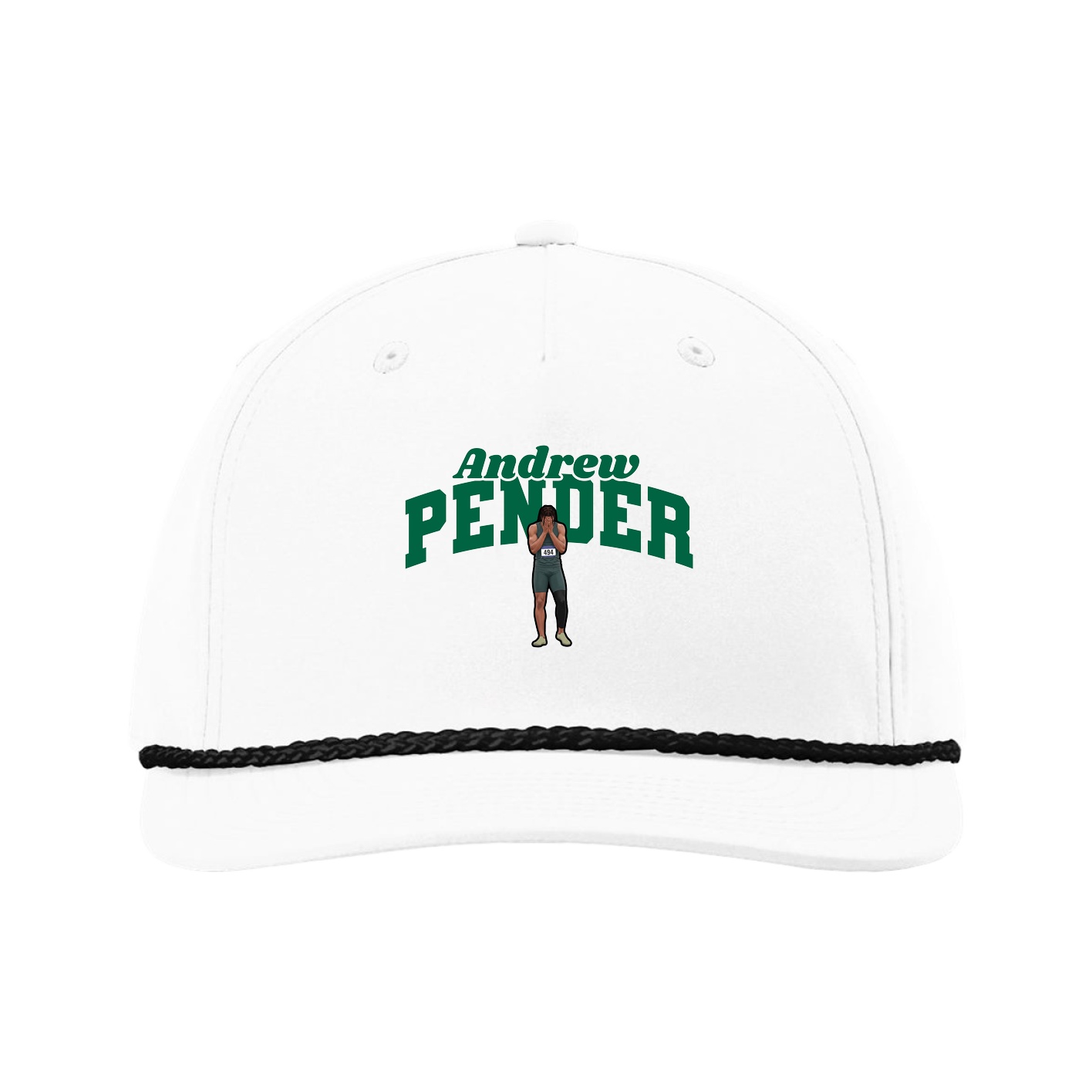 Five-Panel Classic Rope Cap — Signature Arch in White
