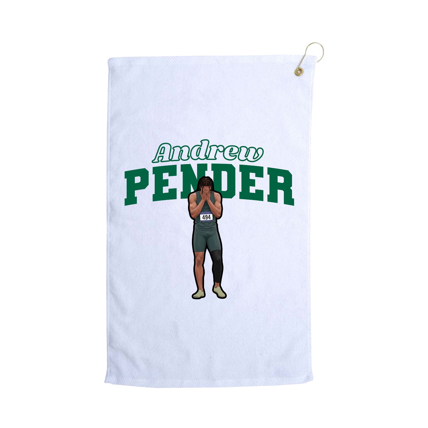Golf Towel — Name Arch in White