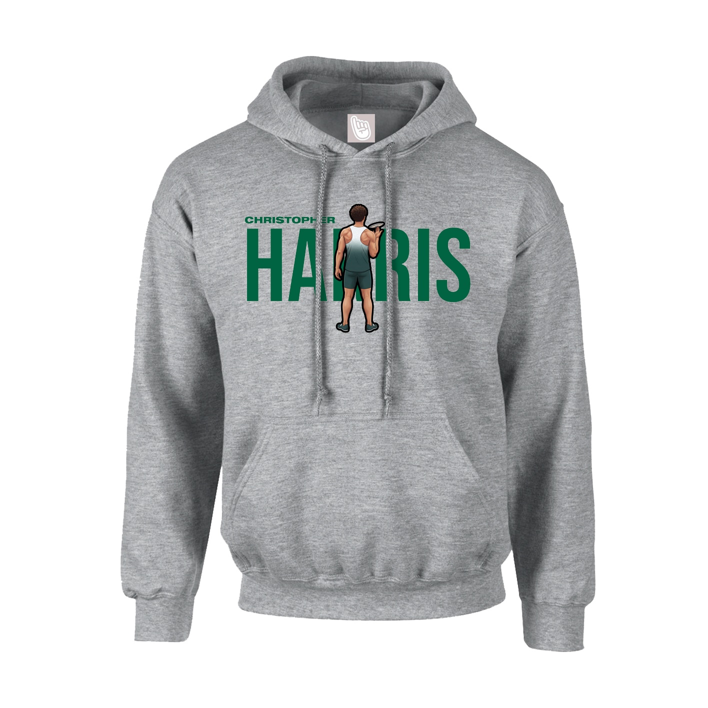 Hoodie — Player Name in Grey