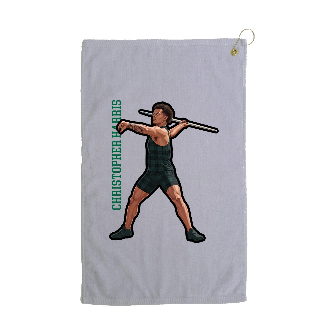 Golf Towel — Name Vertical in Grey