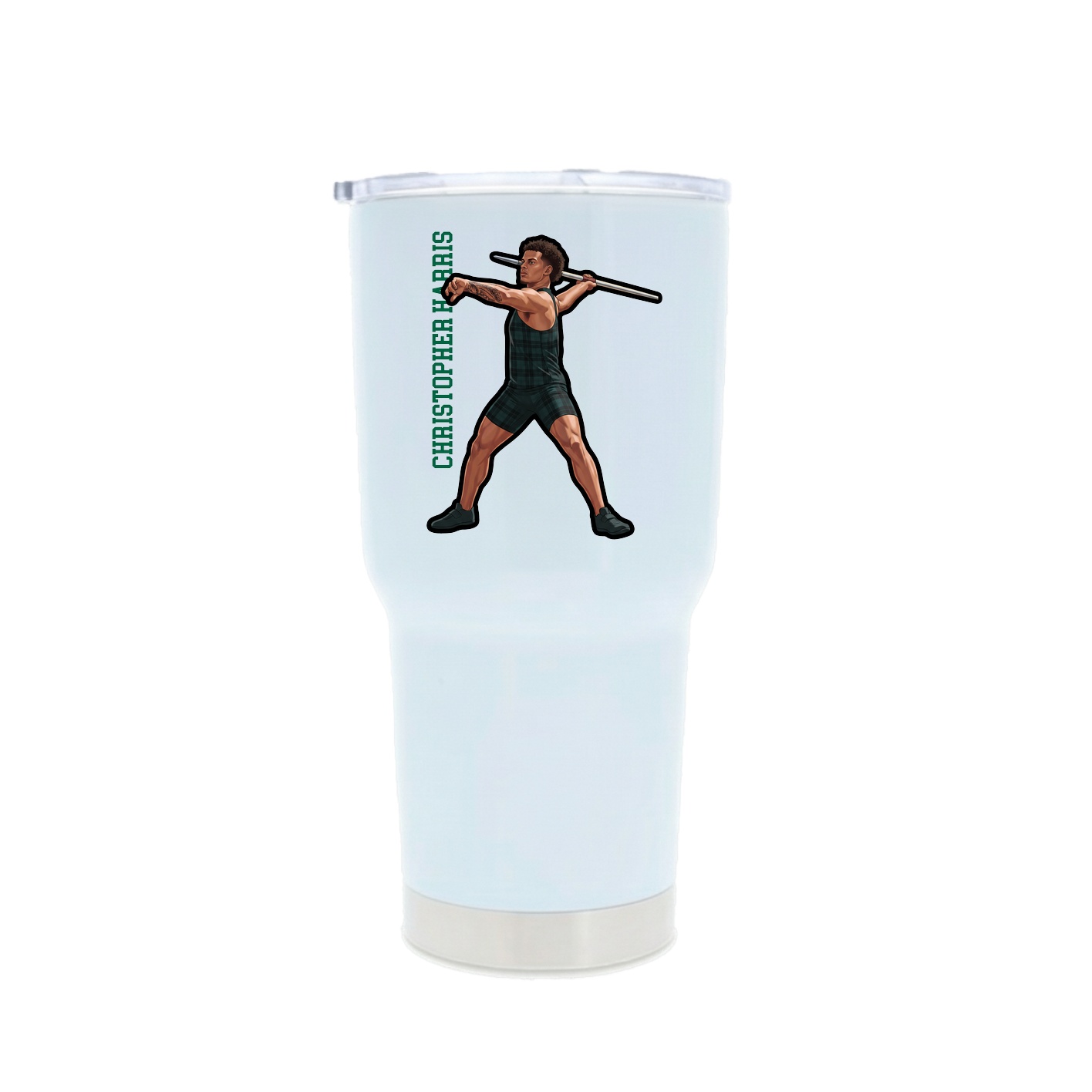 30oz Stainless Steel Tumbler — Name Vertical in White