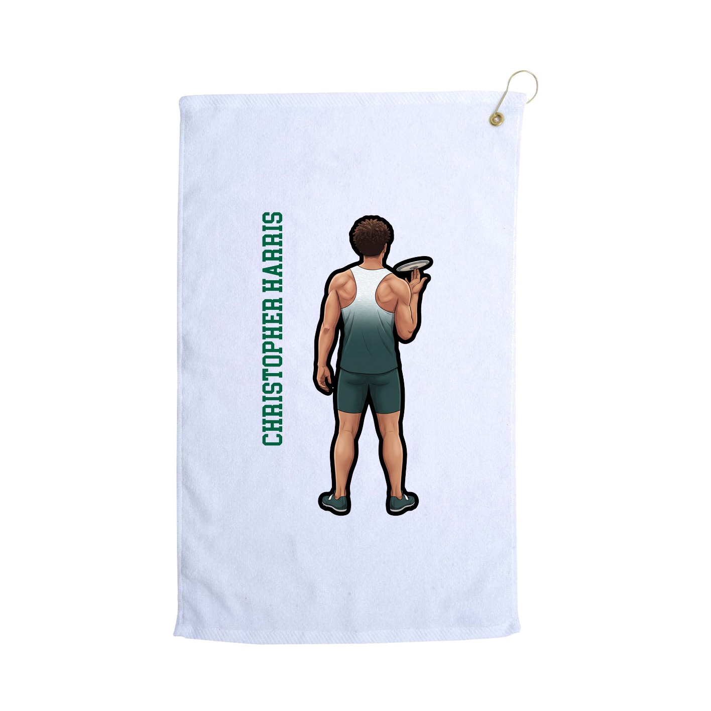 Golf Towel — Name Vertical in White