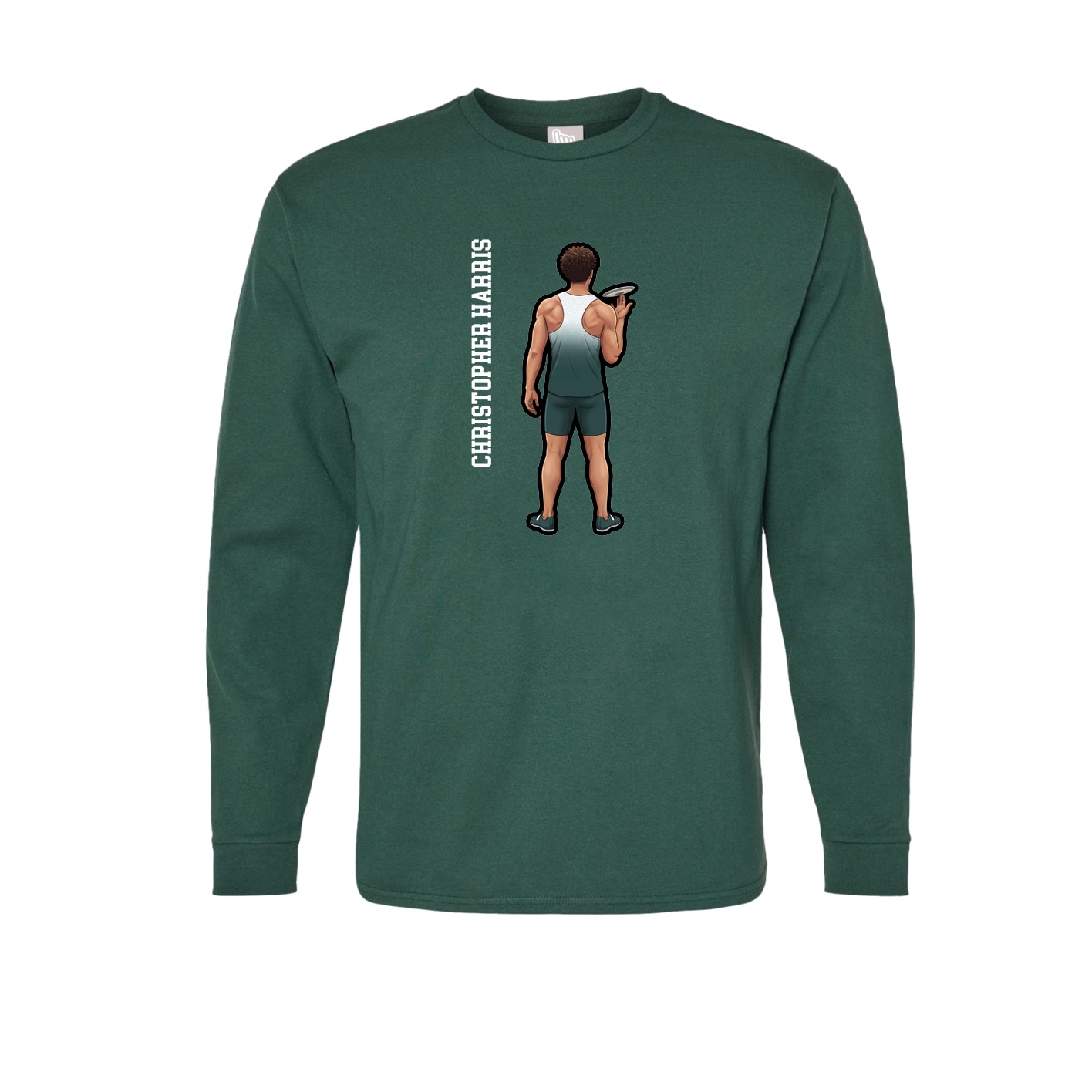 Long Sleeve Tee — Name Vertical in Green