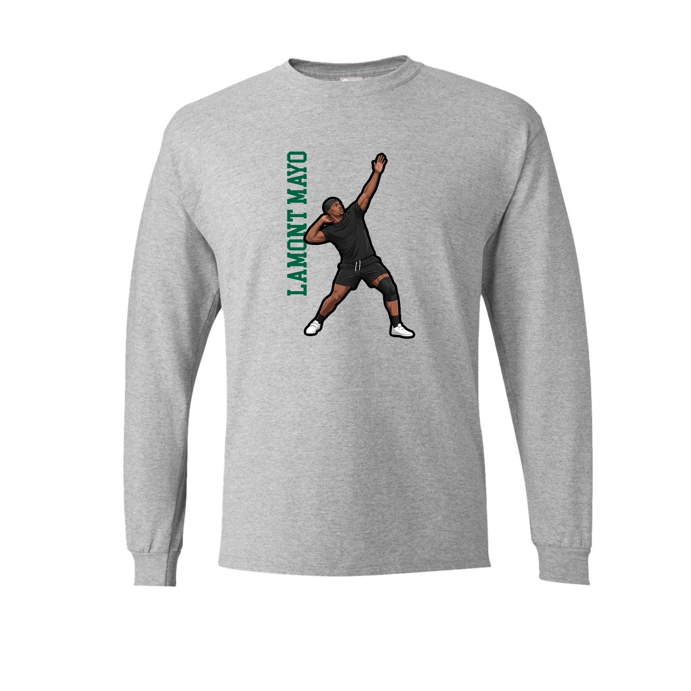 Long Sleeve Tee — Name Vertical in Grey