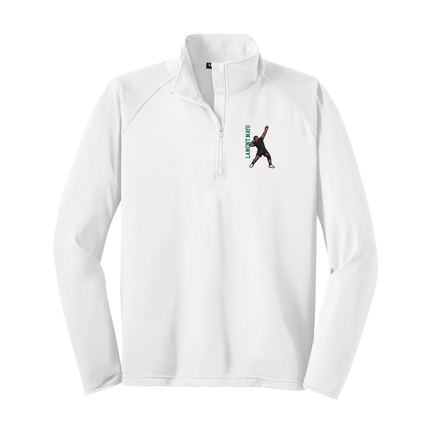 Q-Zip Pullover — Name Vertical in White