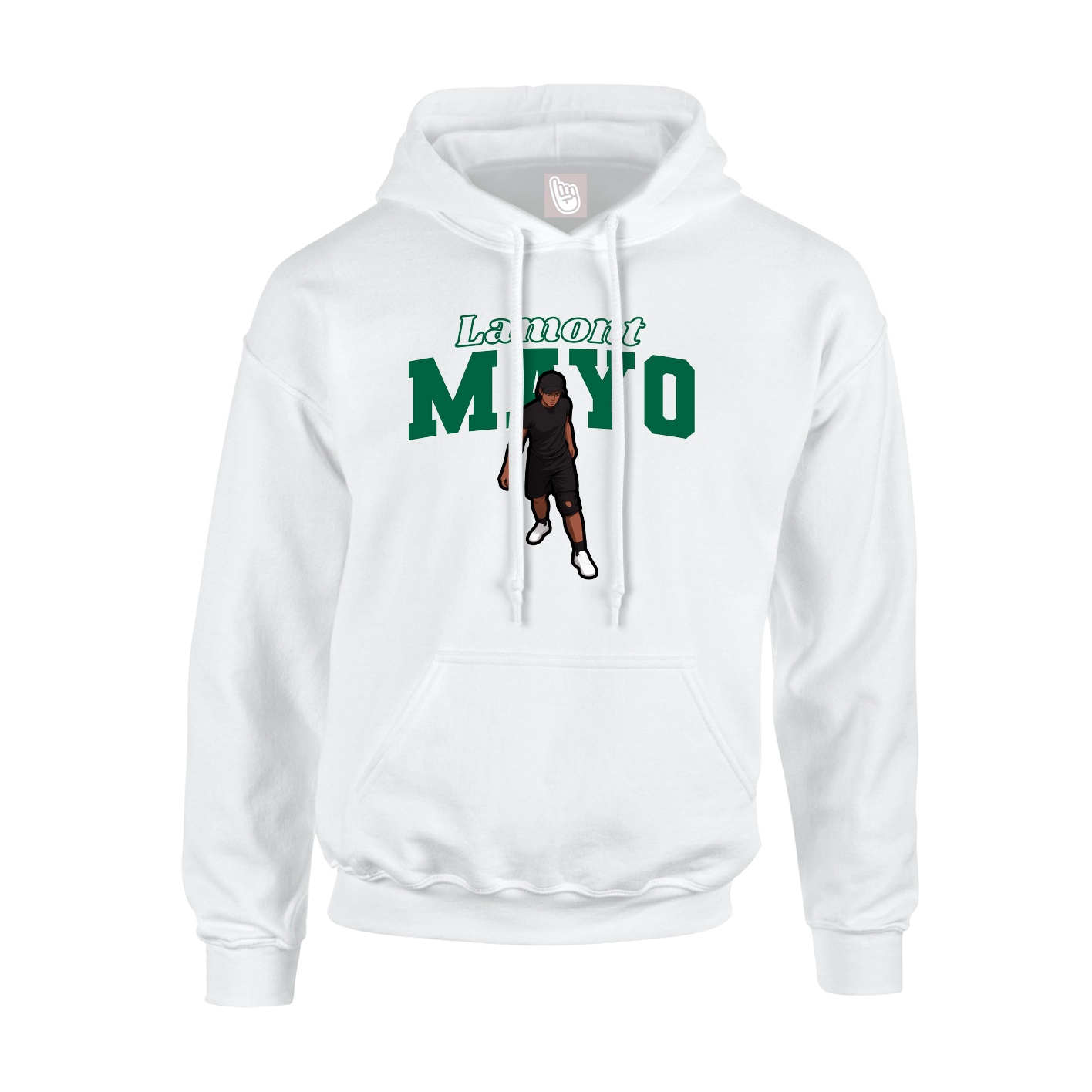 Youth Hoodie — Name Arch in White