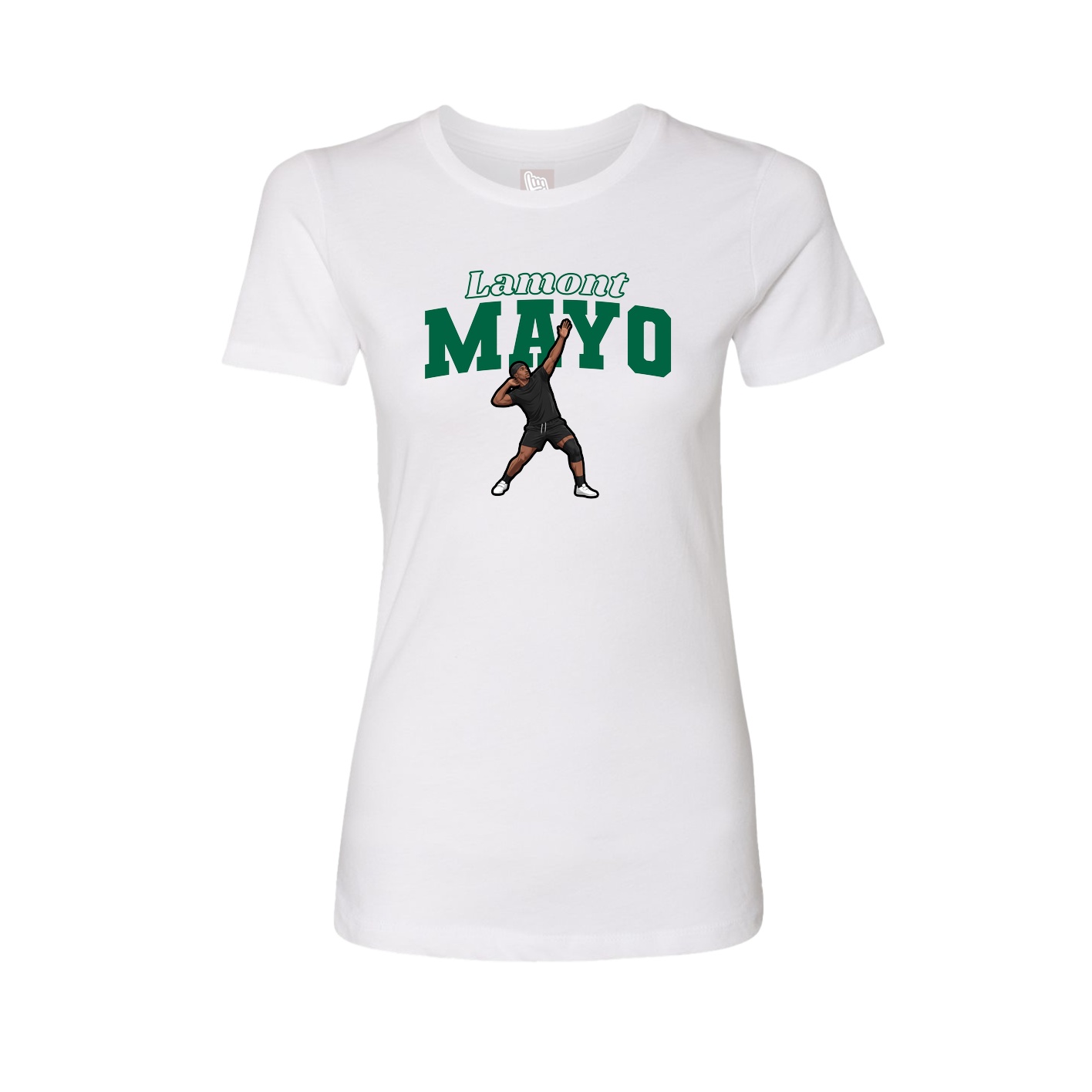 Fitted Women's Tee — Name Arch in White
