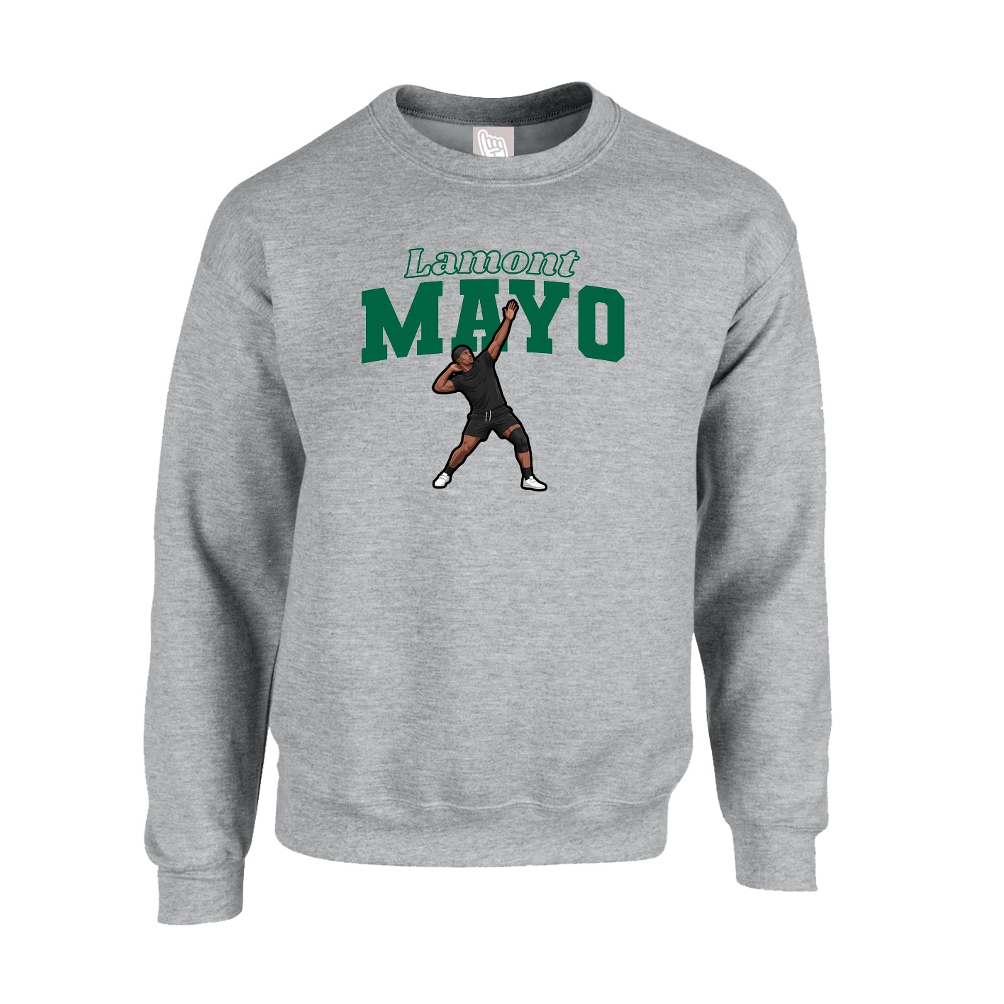 Fleece Crew — Name Arch in Grey
