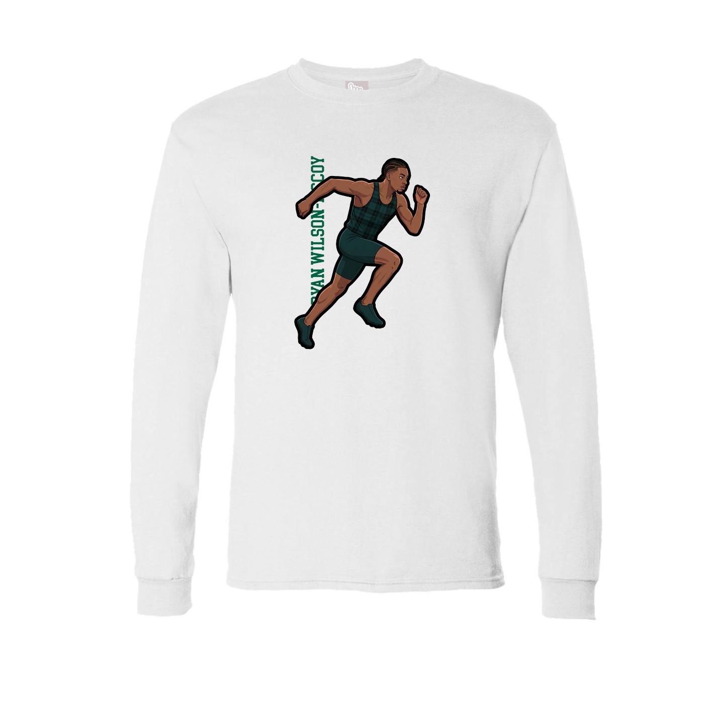 Long Sleeve Tee — Name Vertical in White