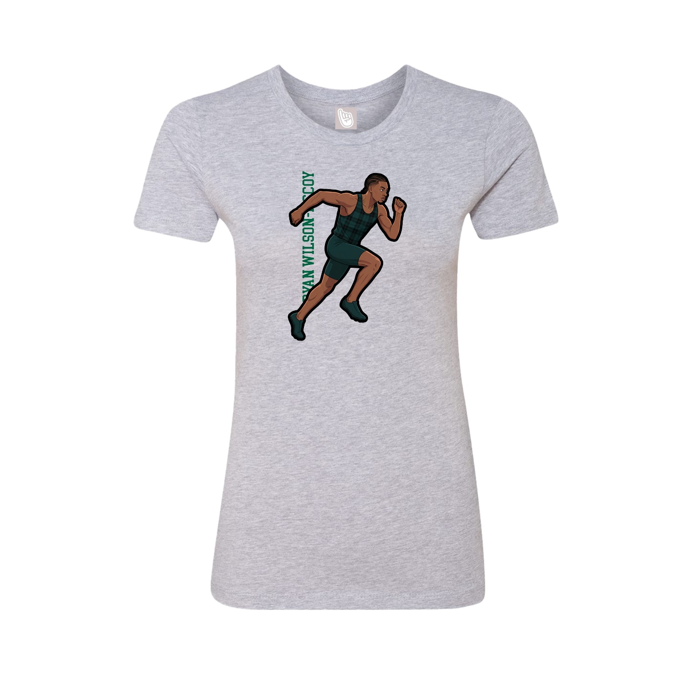 Fitted Women's Tee — Name Vertical in Grey