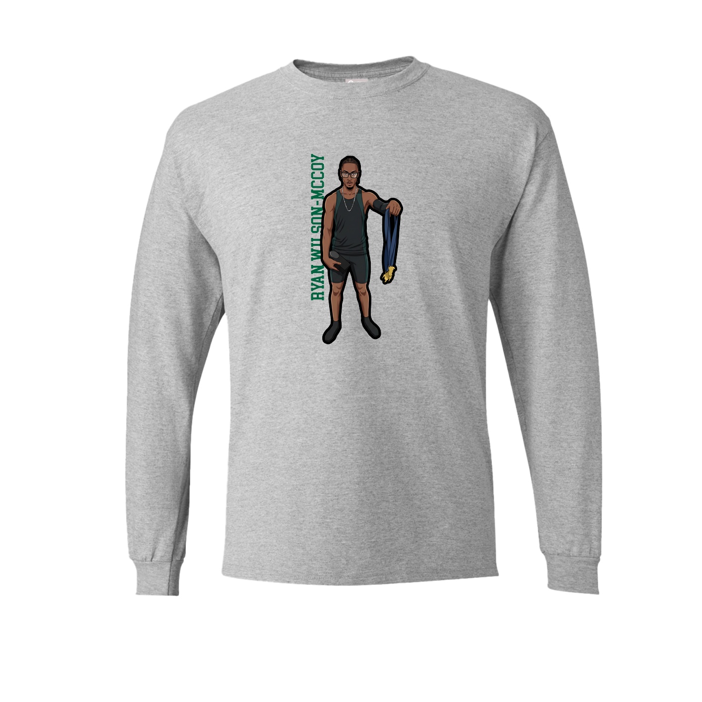 Long Sleeve Tee — Name Vertical in Grey