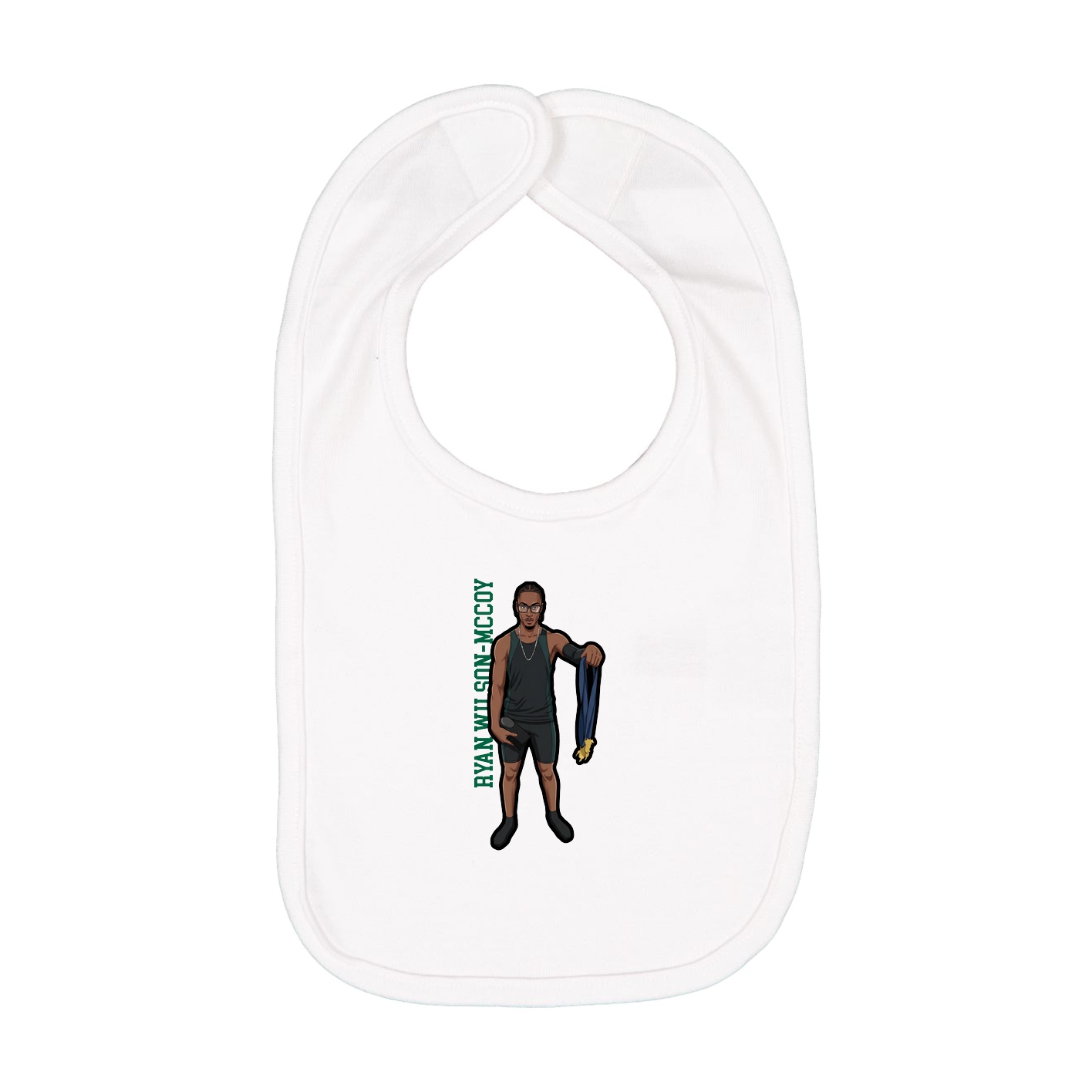Infant Bib — Name Vertical in White