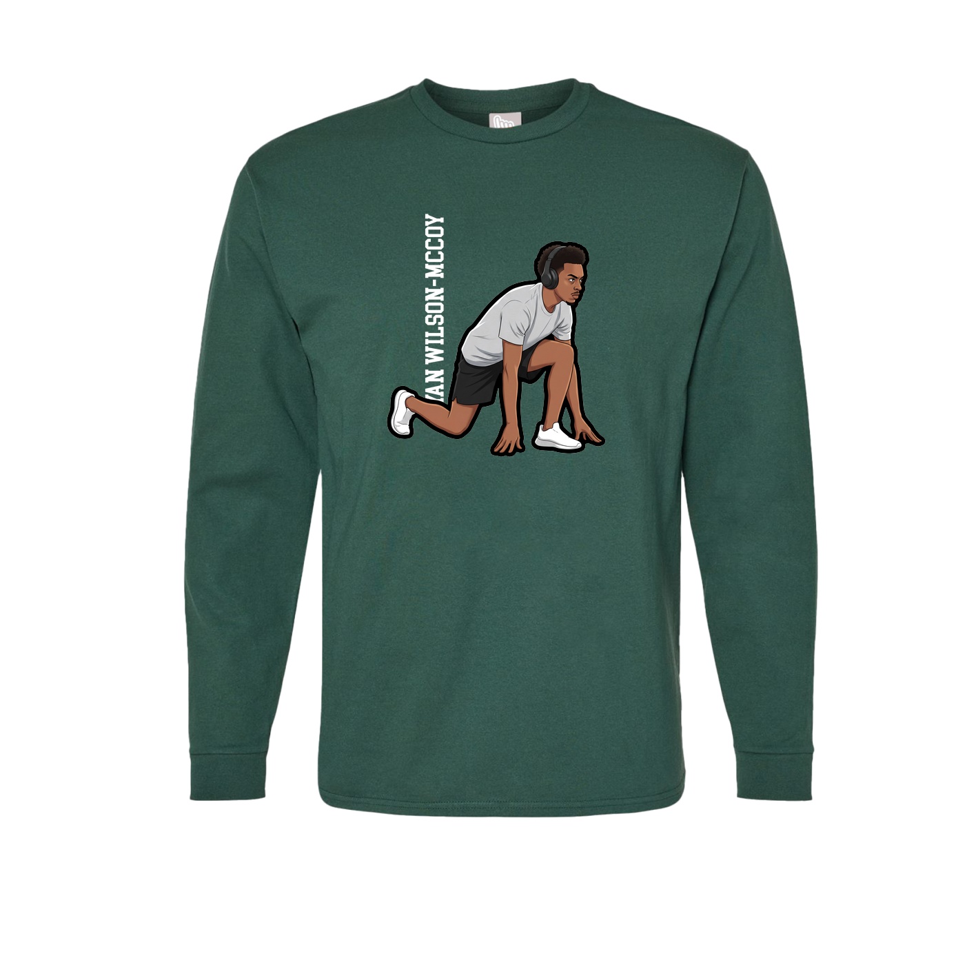 Long Sleeve Tee — Name Vertical in Green