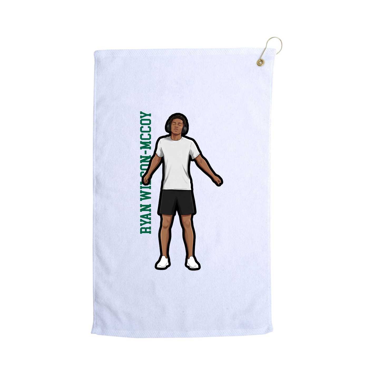 Golf Towel — Name Vertical in White