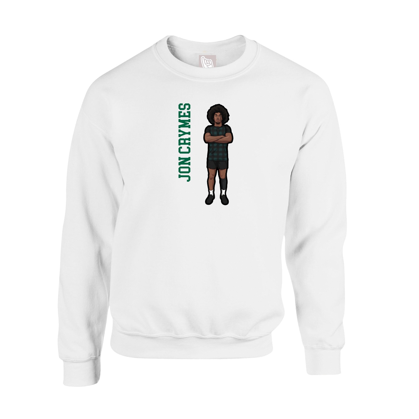 Fleece Crew — Name Vertical in White