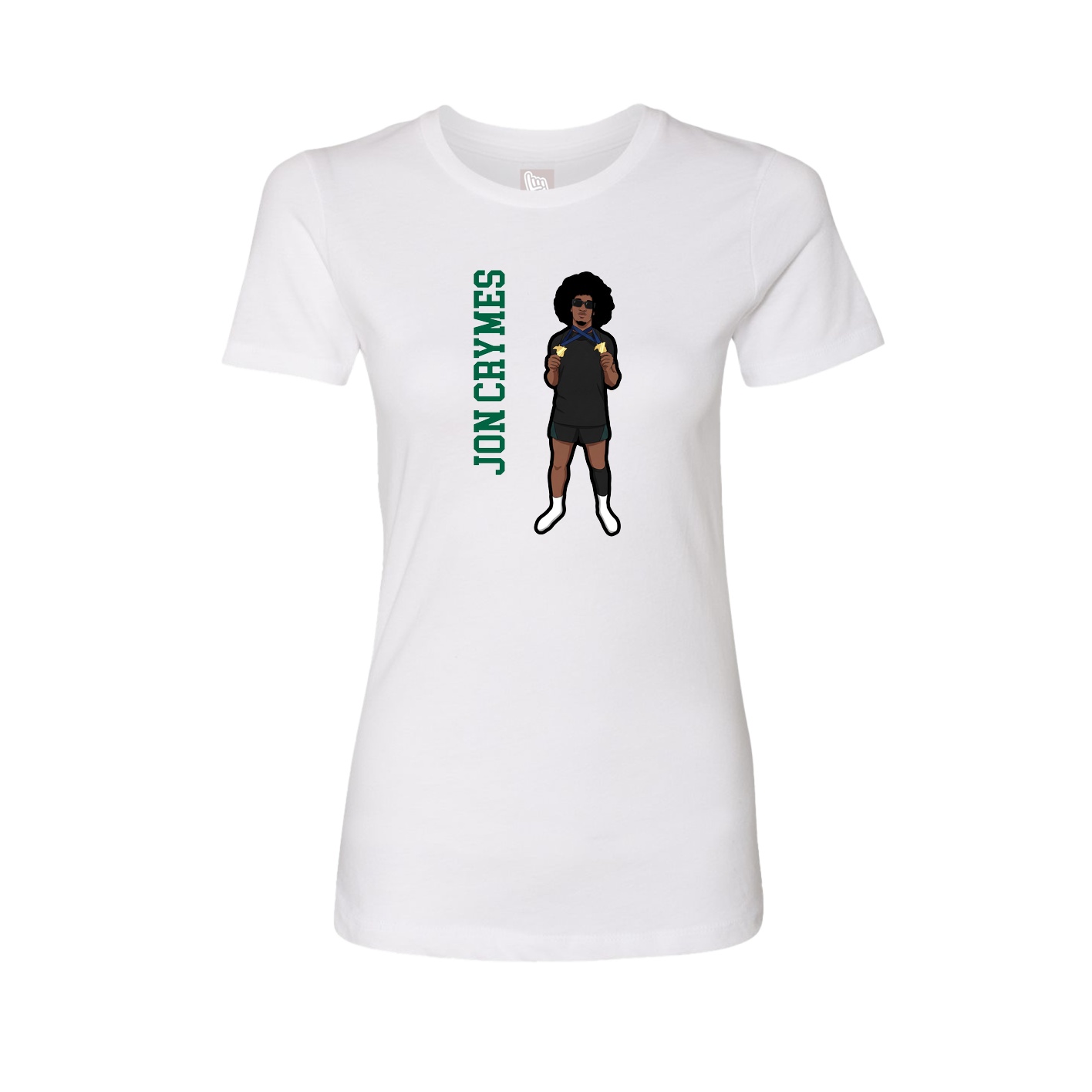 Womens Tee — Name Vertical in White