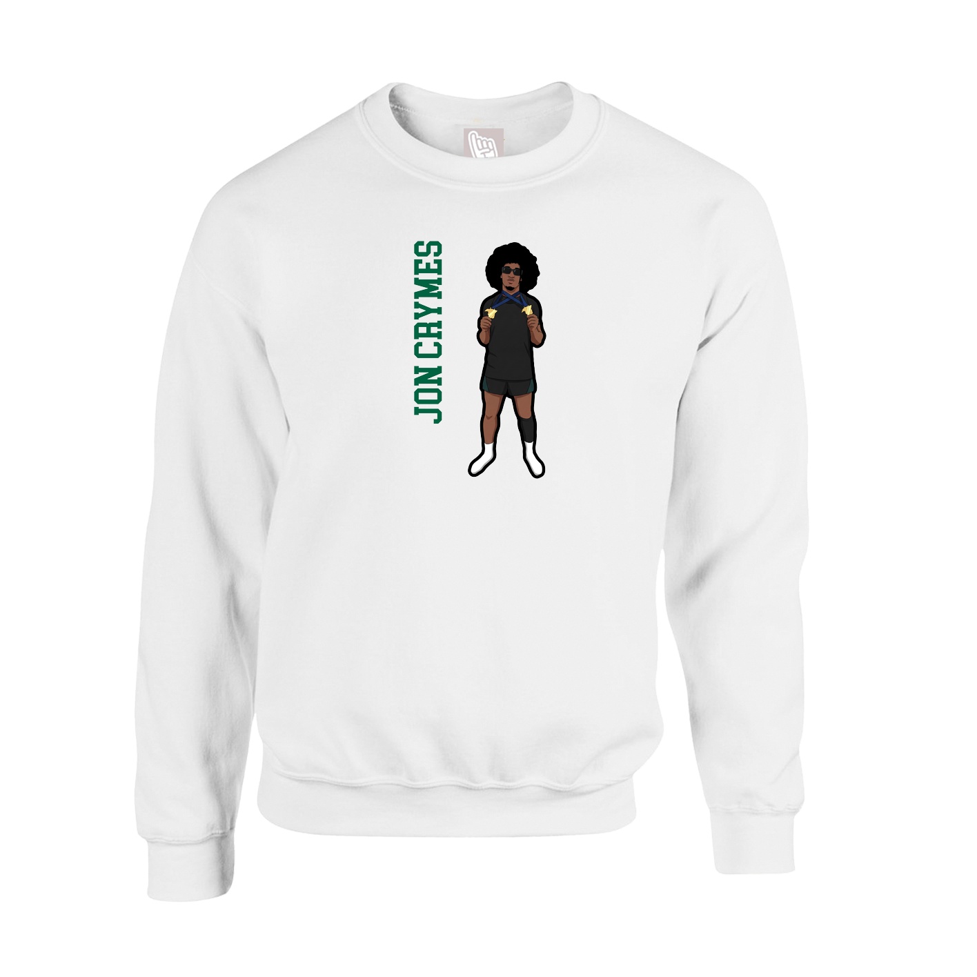 Fleece Crew — Name Vertical in White