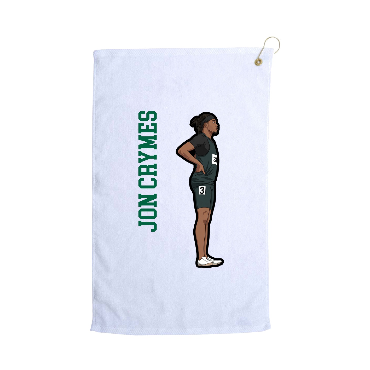 Golf Towel — Name Vertical in White