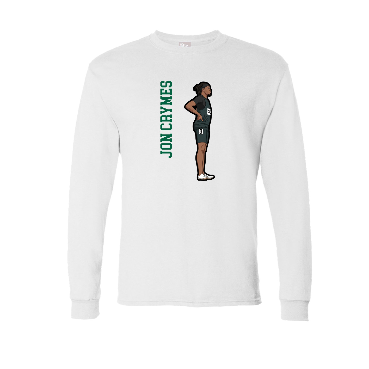 Long Sleeve Tee — Name Vertical in White