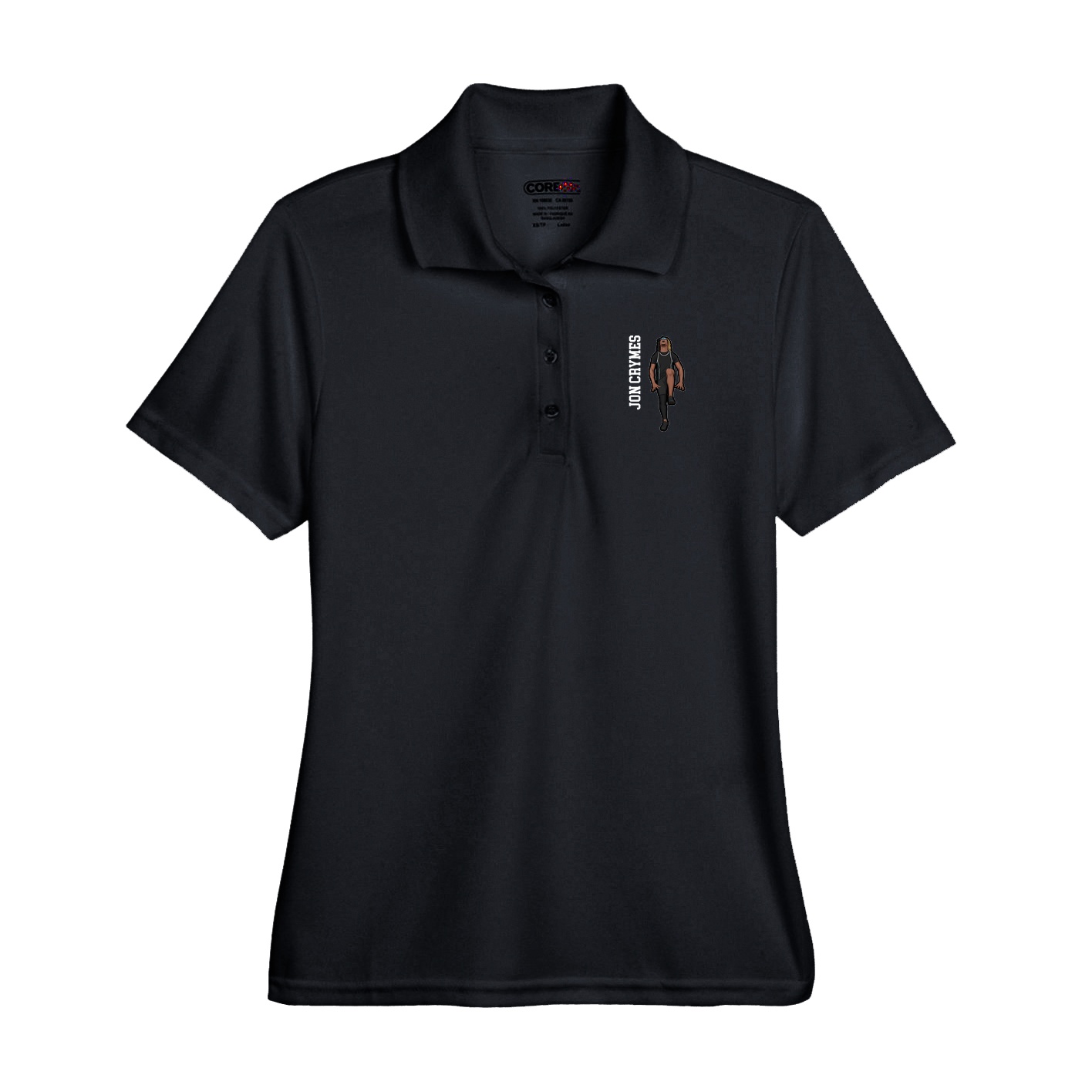 Performance Polo — Name Vertical in Black