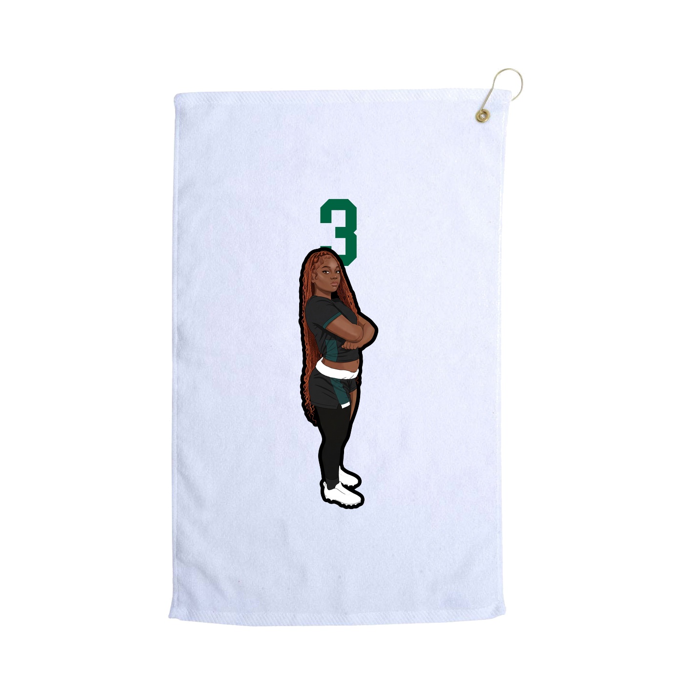 Golf Towel — Number Top in White