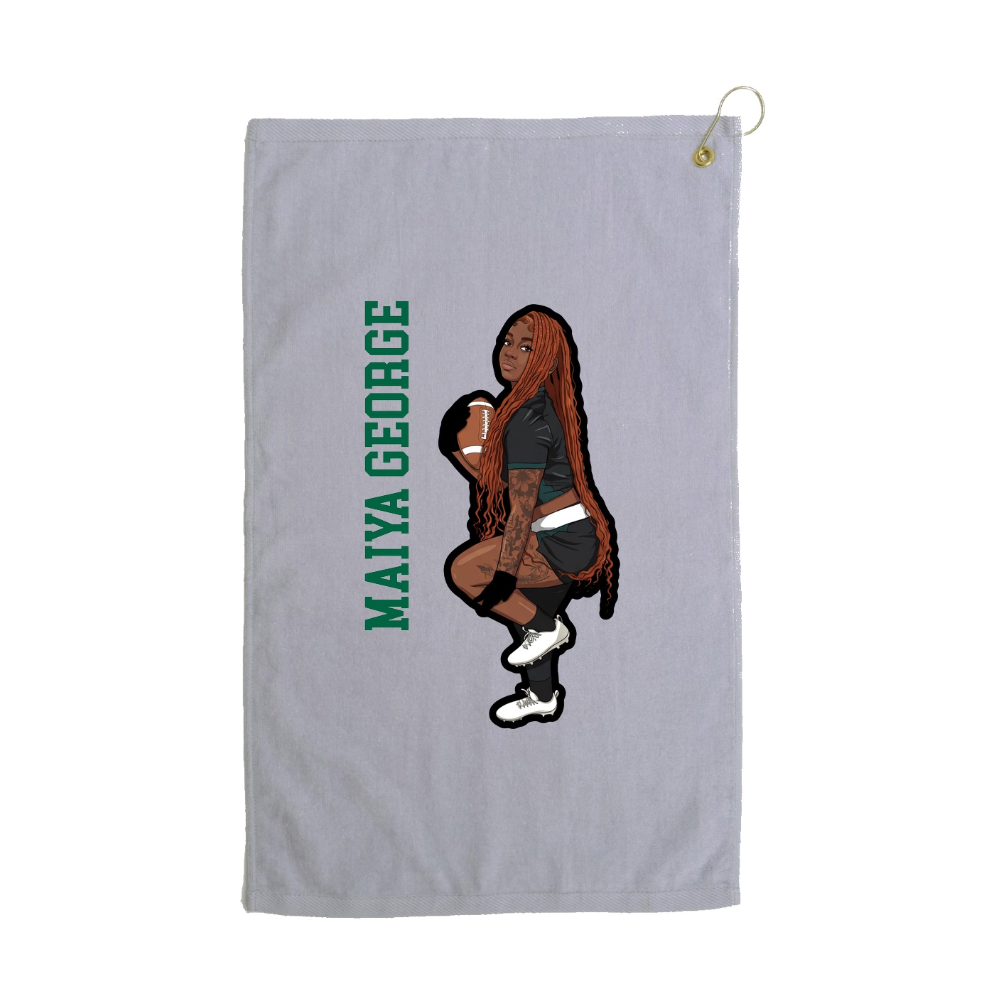 Golf Towel — Name Vertical in Grey