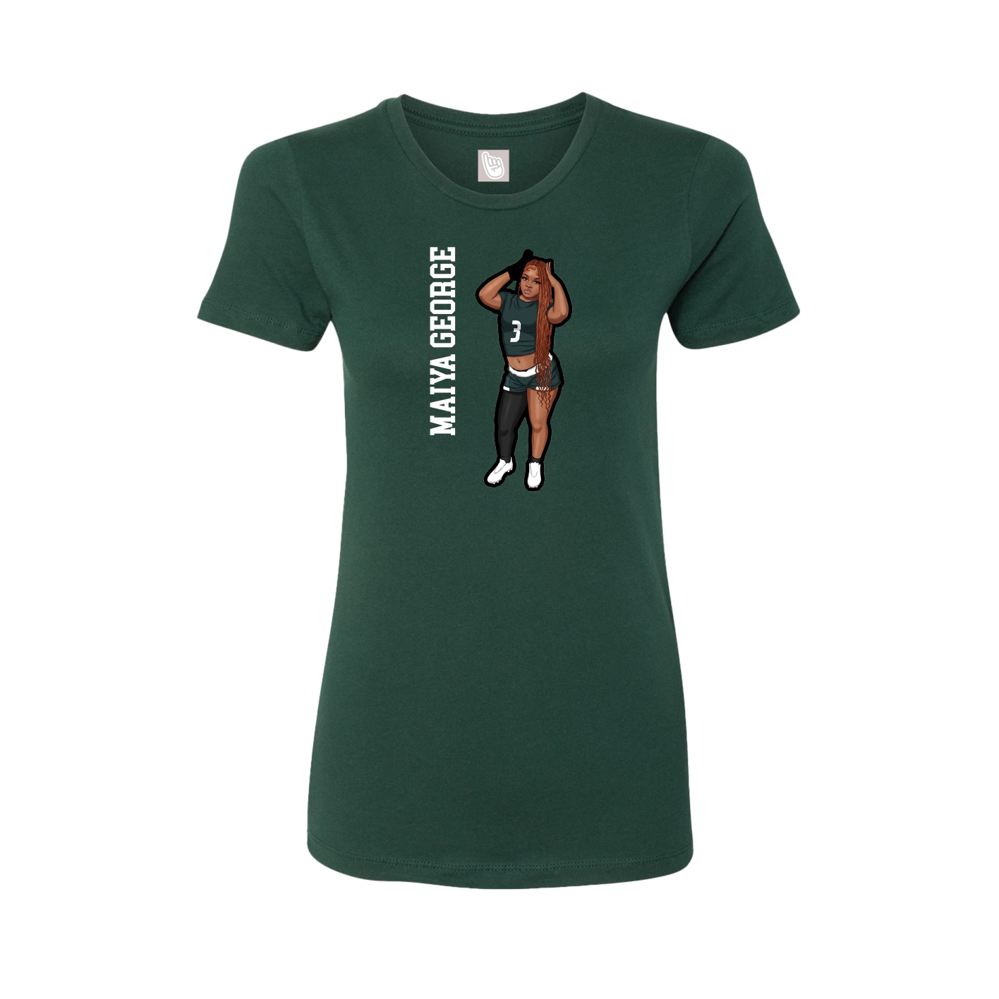 Fitted Women's Tee — Name Vertical in Green