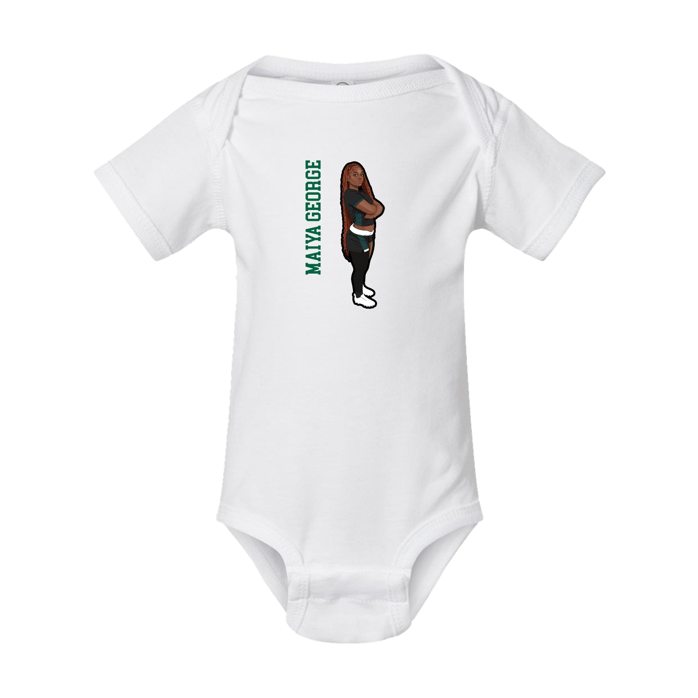 Baby Onesie — Name Vertical in White