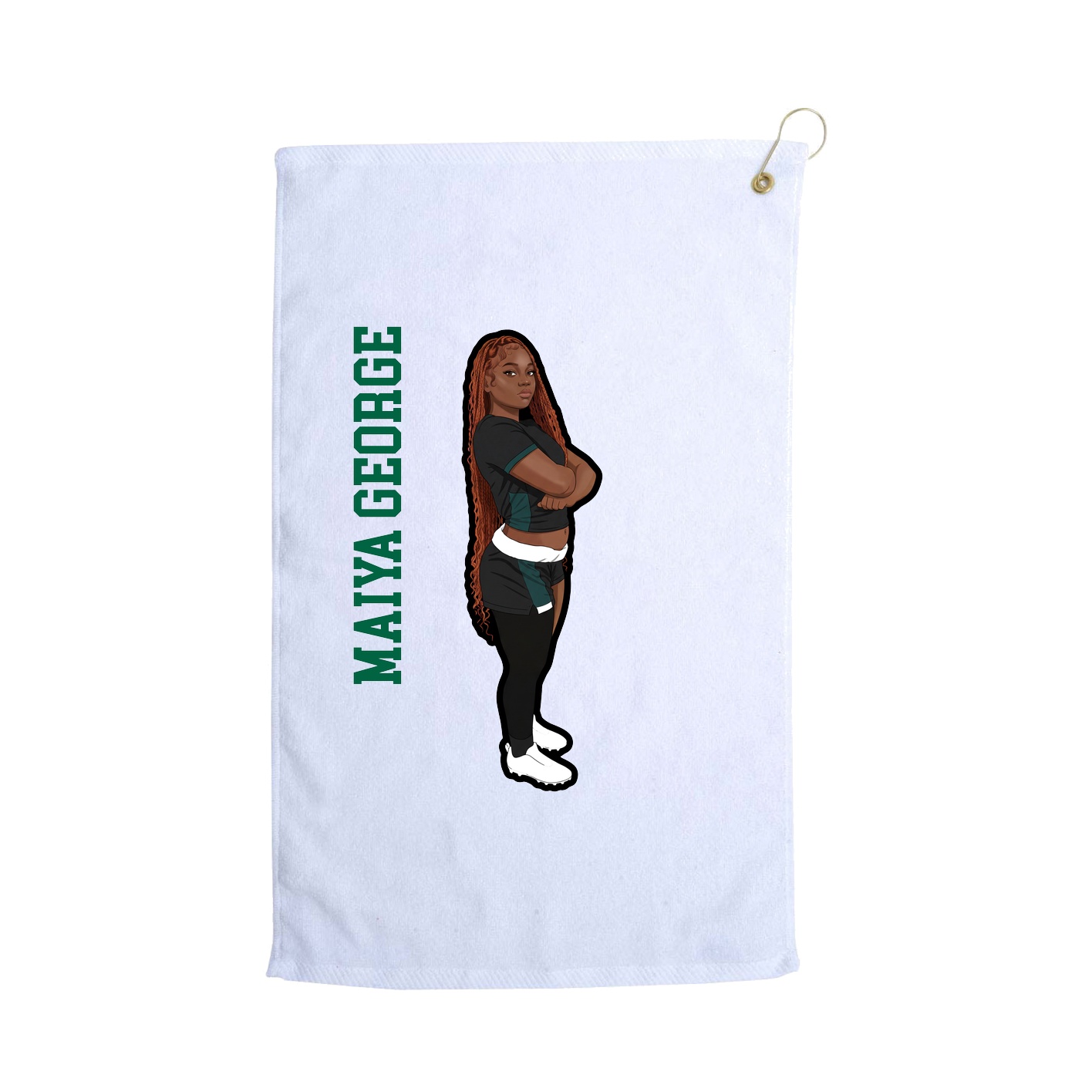Golf Towel — Name Vertical in White