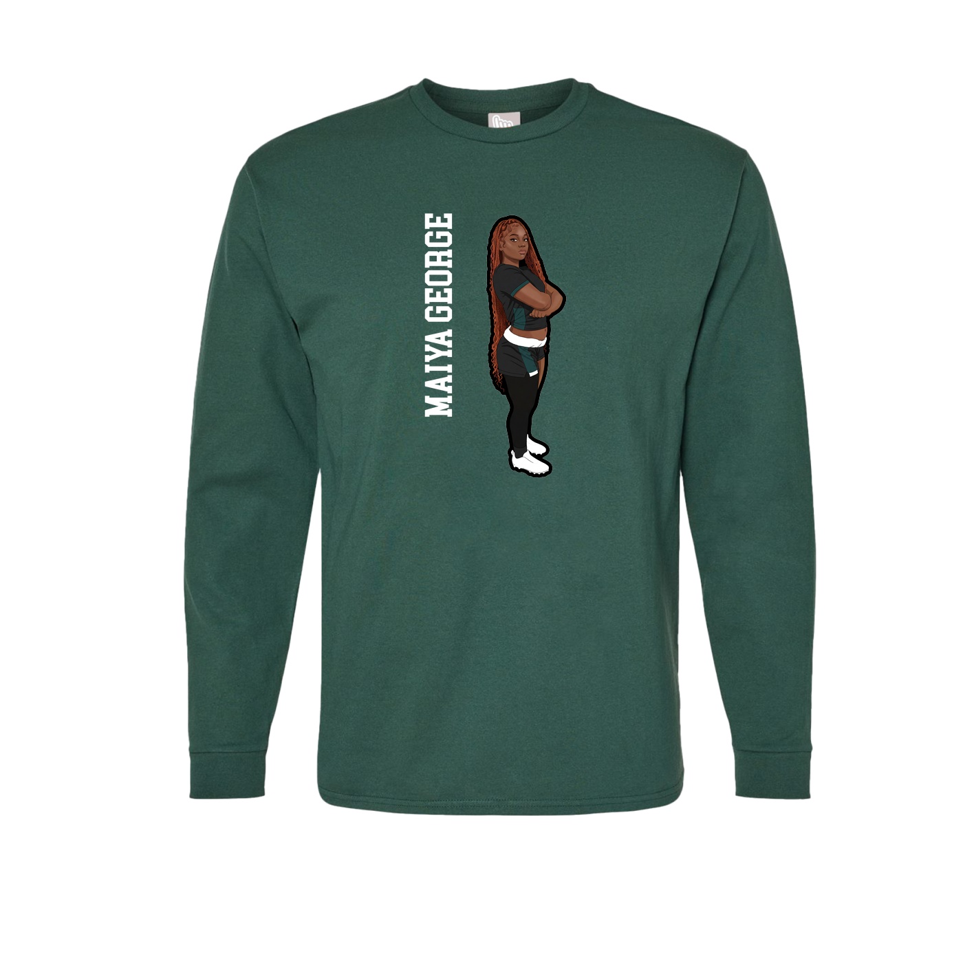 Long Sleeve Tee — Name Vertical in Green