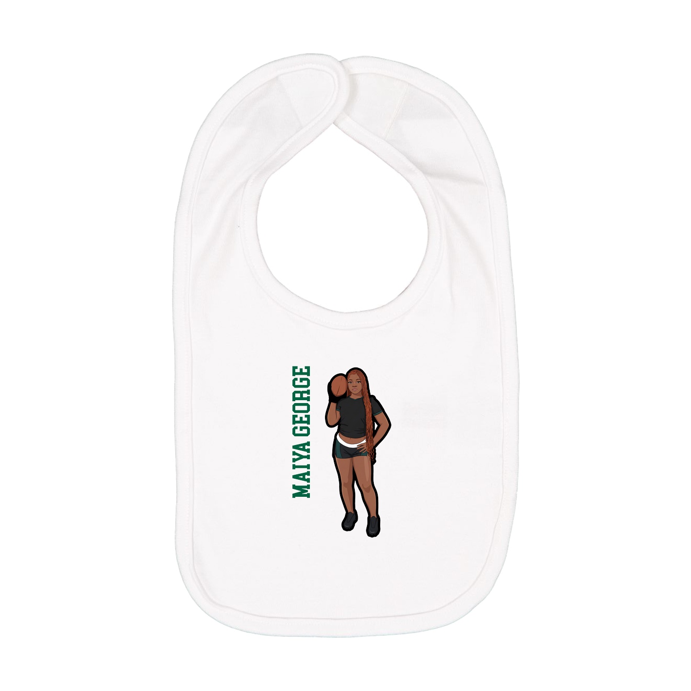 Infant Bib — Name Vertical in White