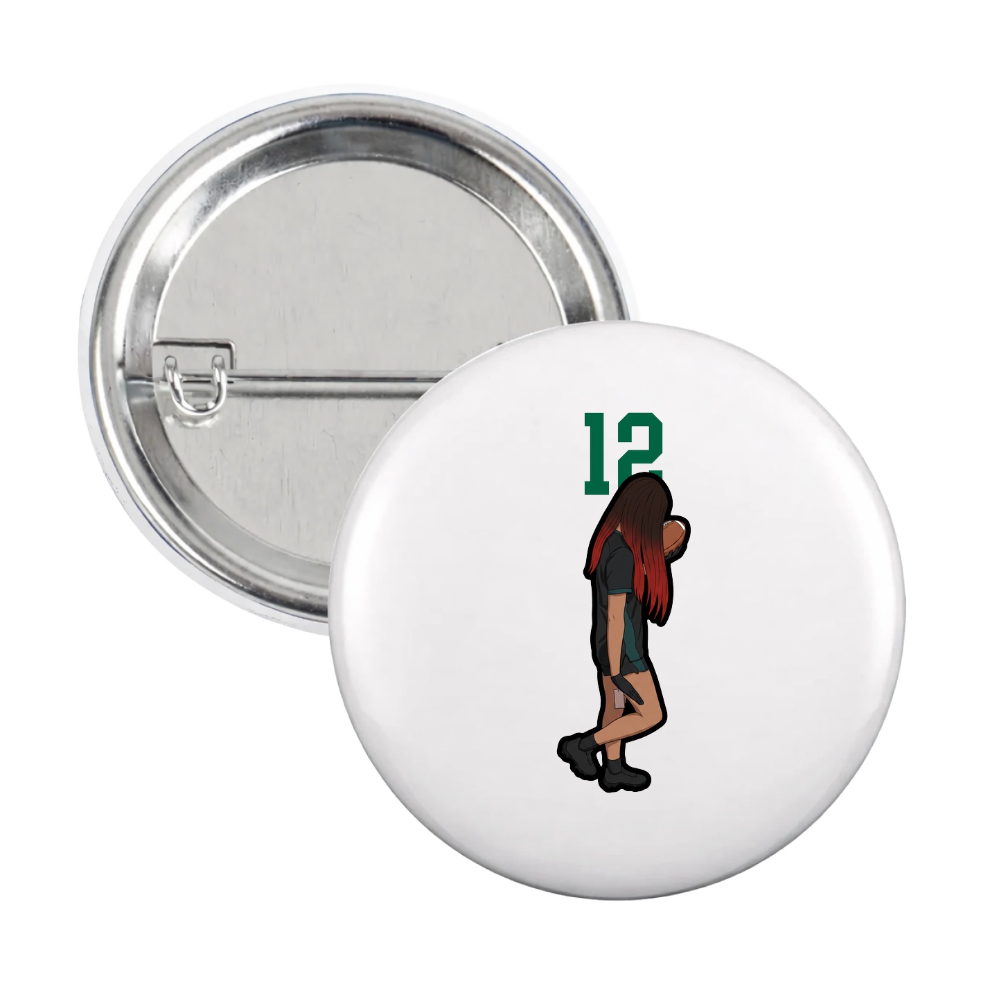 Game Day Button — Number Top in White