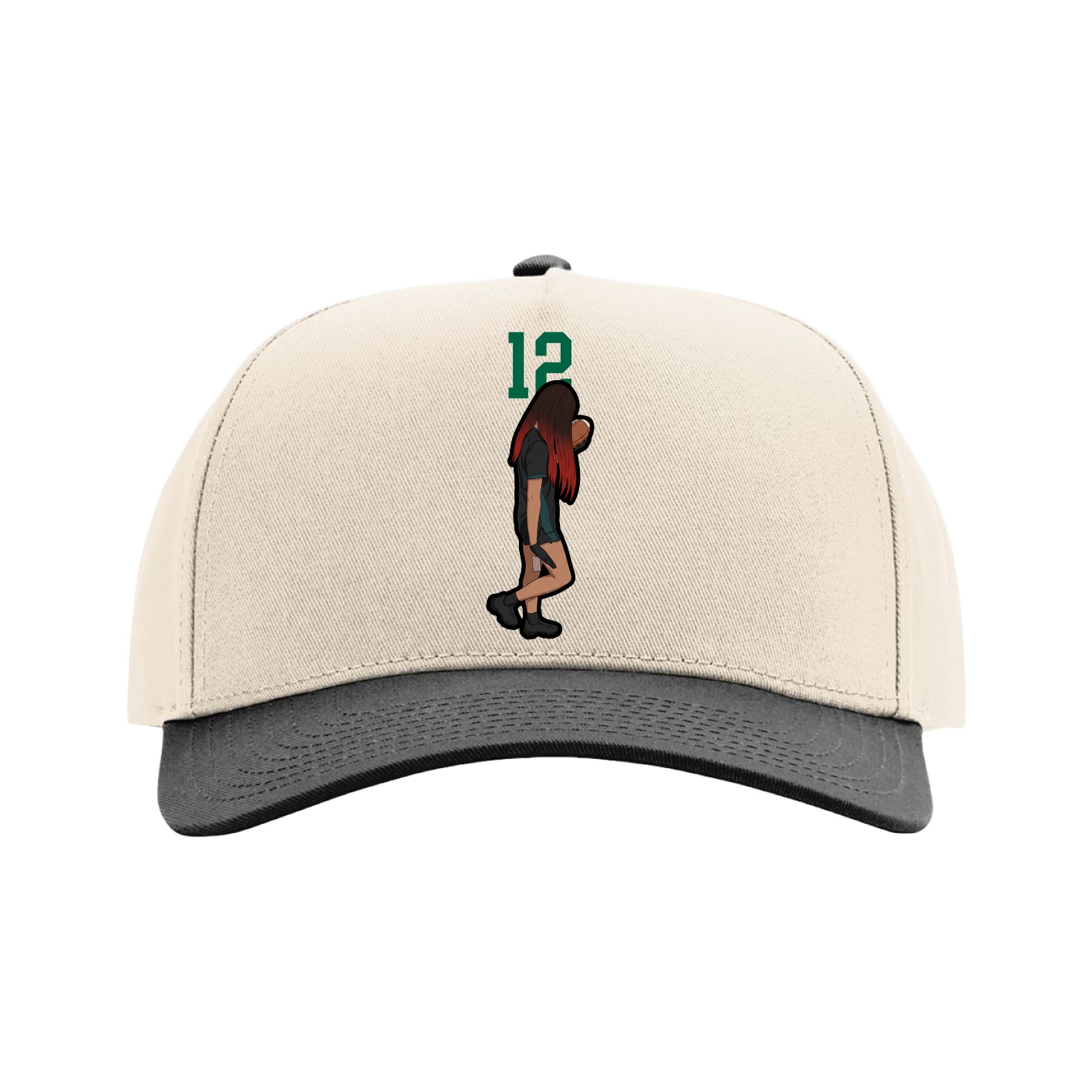 Full Fabric Five-Panel Champ Cap — Number Top in Cream/Black