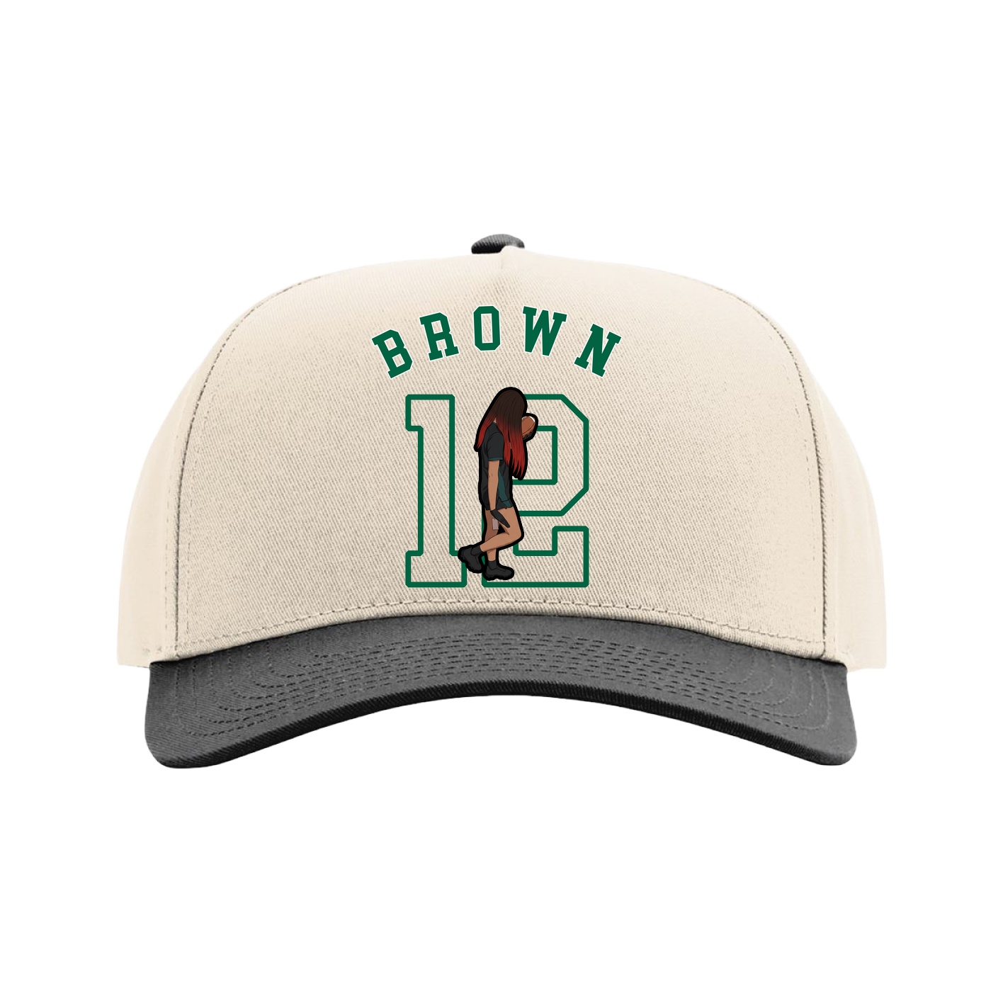 Full Fabric Five-Panel Champ Cap — Shirsey Arch in Cream/Black