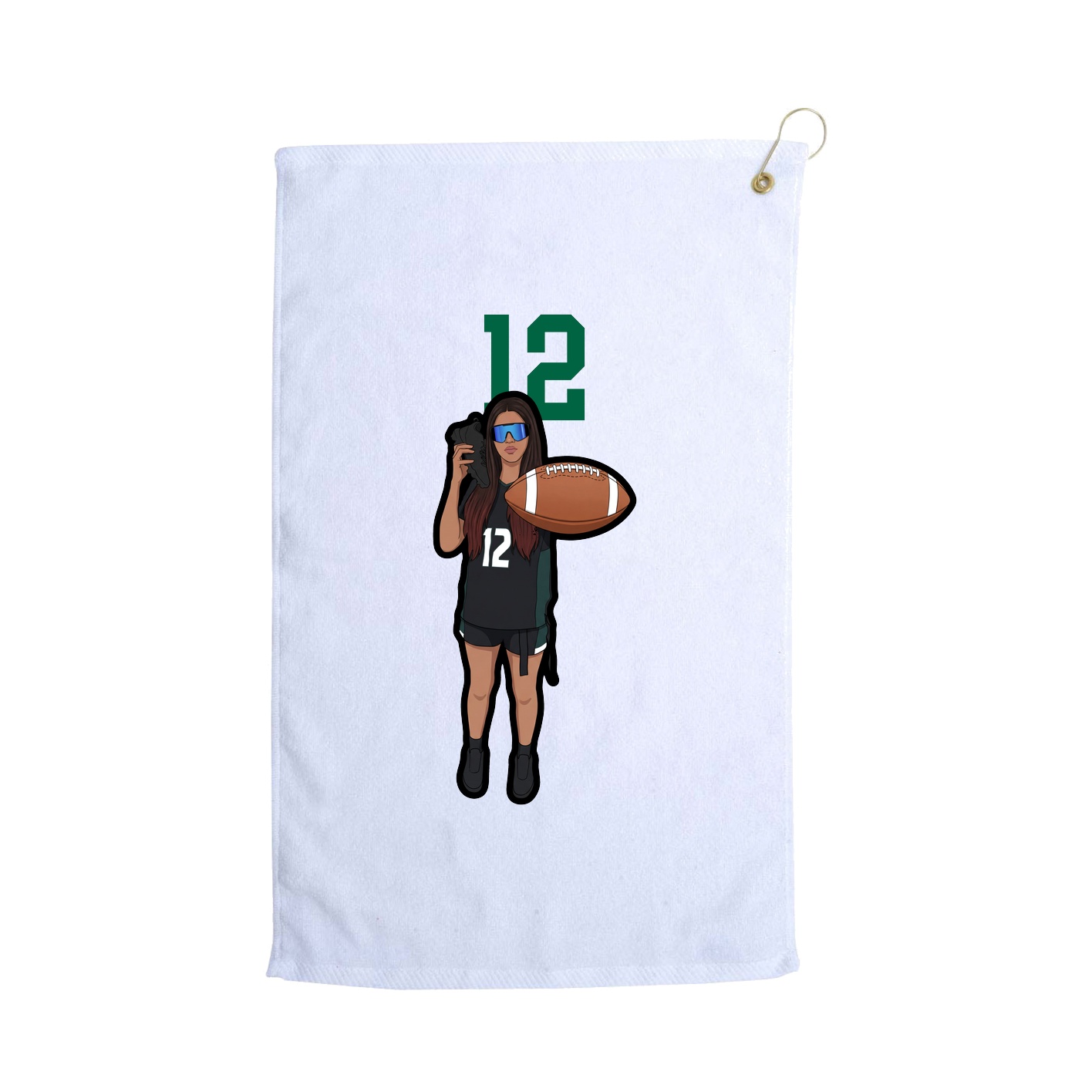 Golf Towel — Number Top in White
