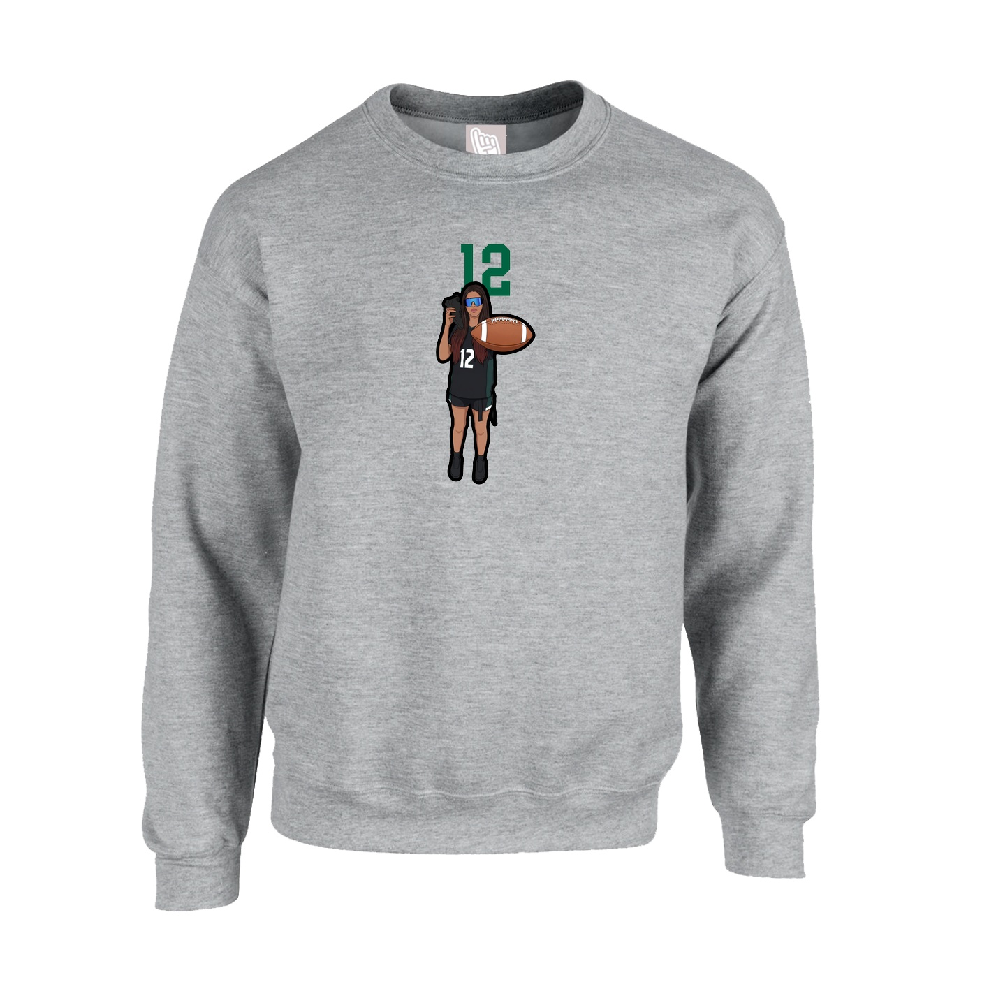 Fleece Crew — Number Top in Grey