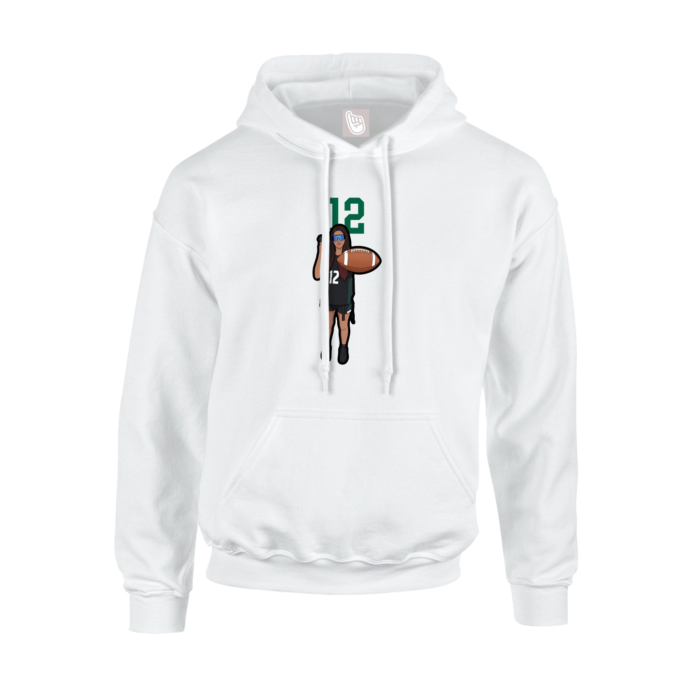 Youth Hoodie — Number Top in White