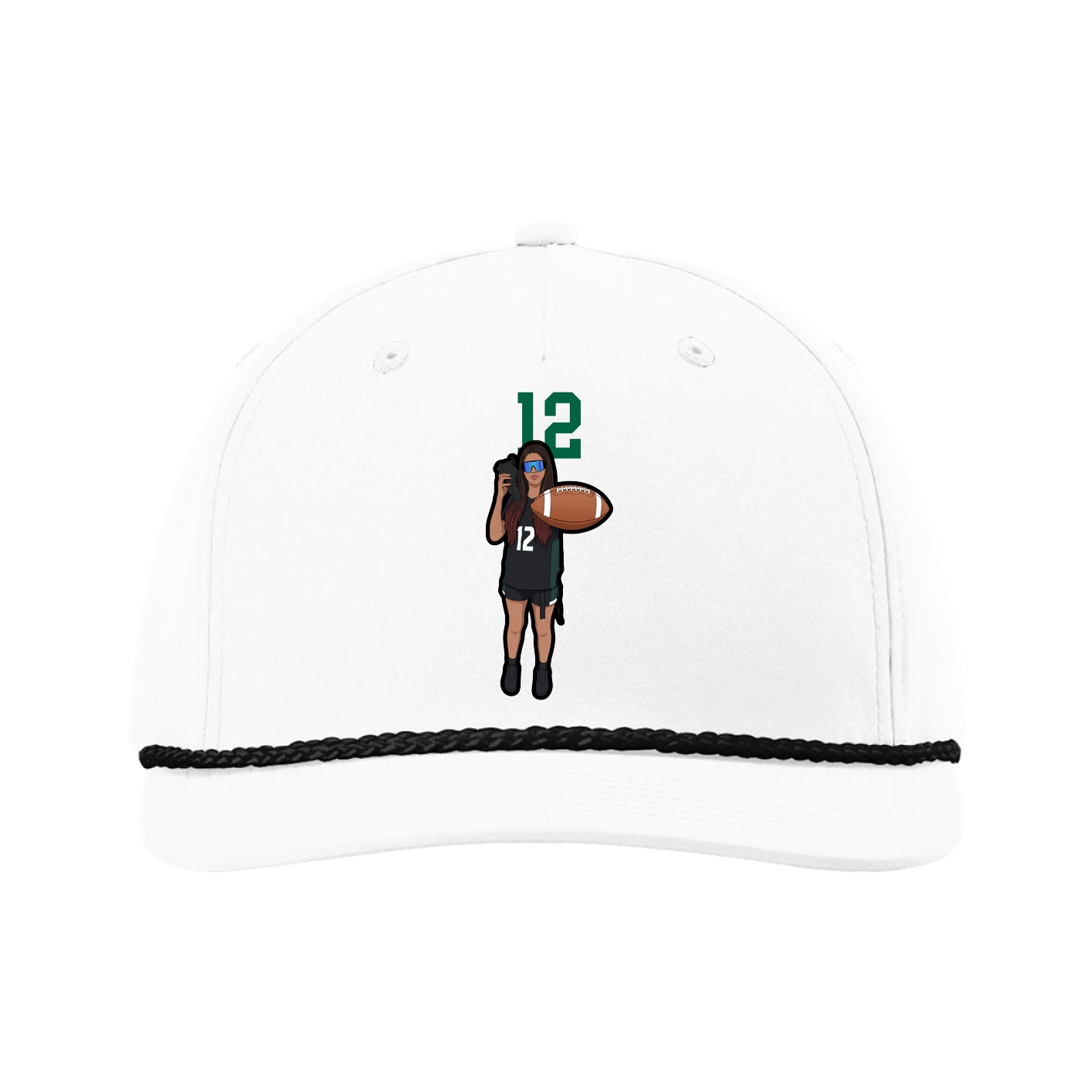 Five-Panel Classic Rope Cap — Number Top in White