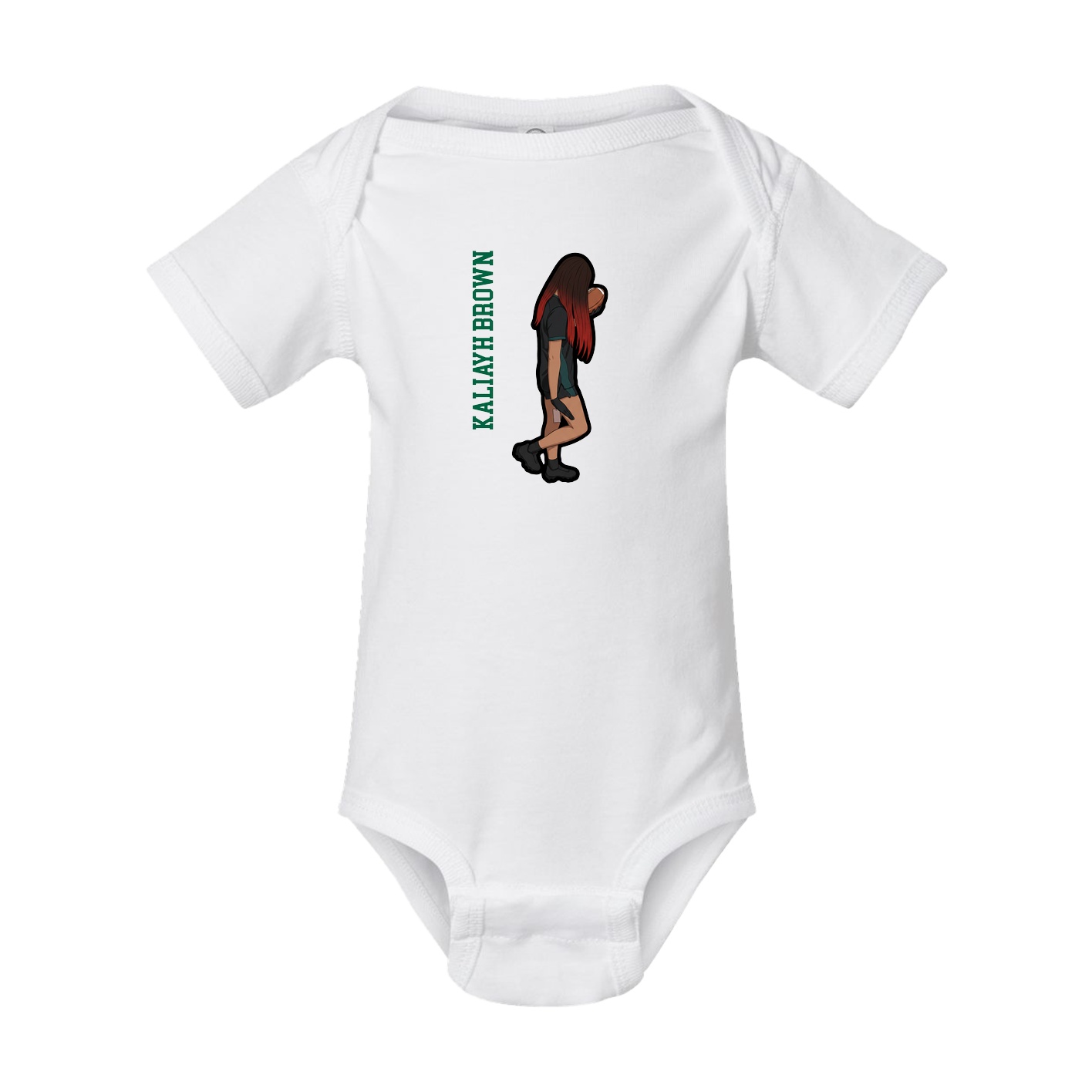Baby Onesie — Name Vertical in White