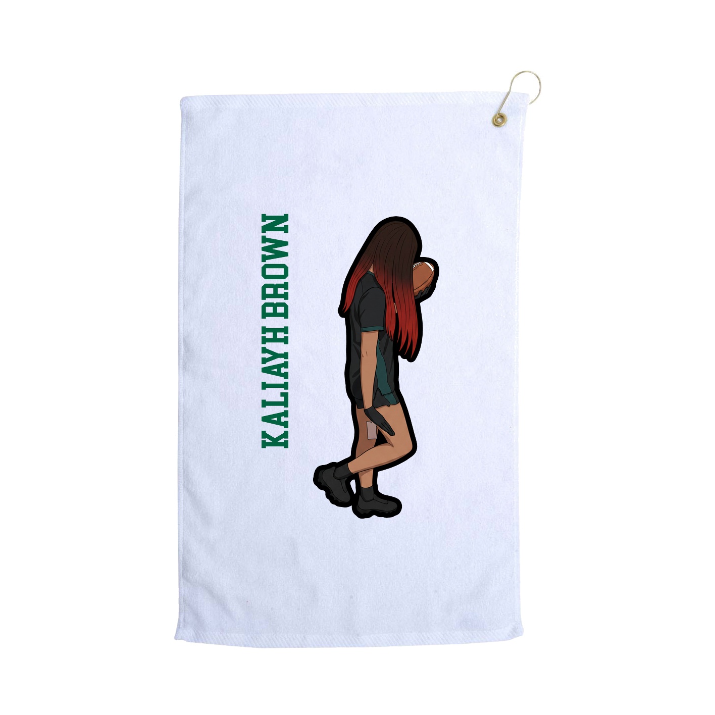 Golf Towel — Name Vertical in White