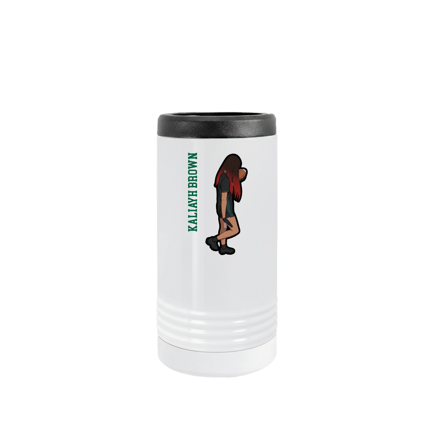 Slim Beverage Holder — Name Vertical in White