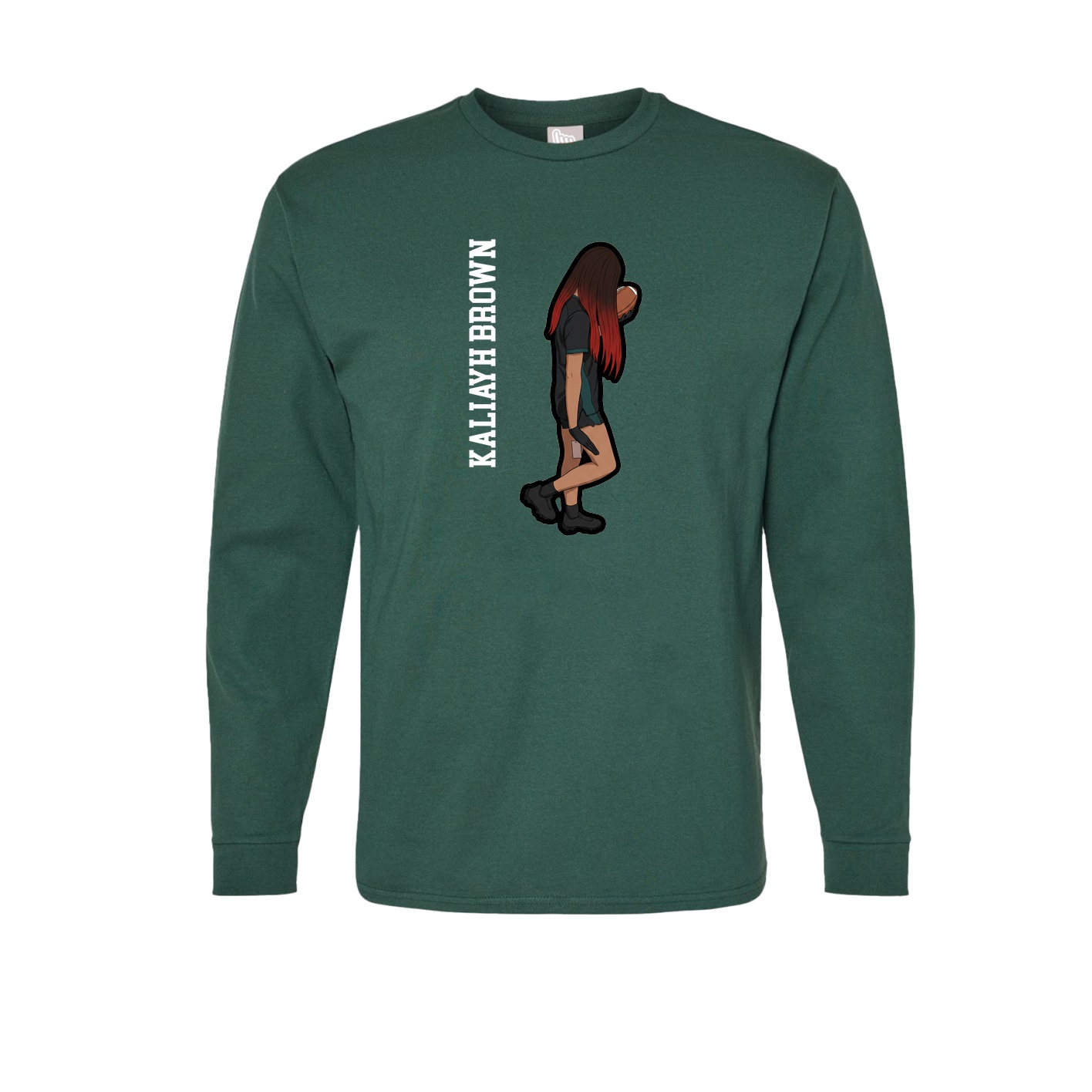 Long Sleeve Tee — Name Vertical in Green