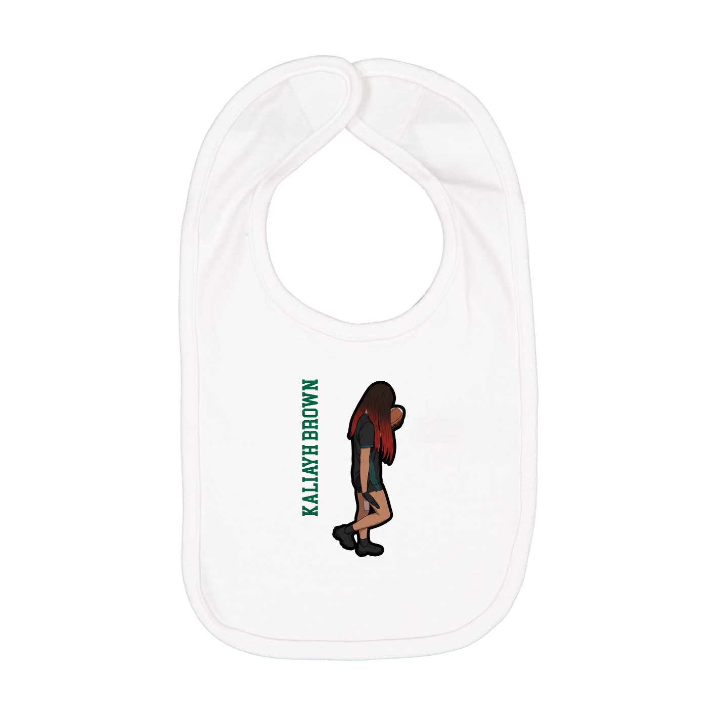 Infant Bib — Name Vertical in White
