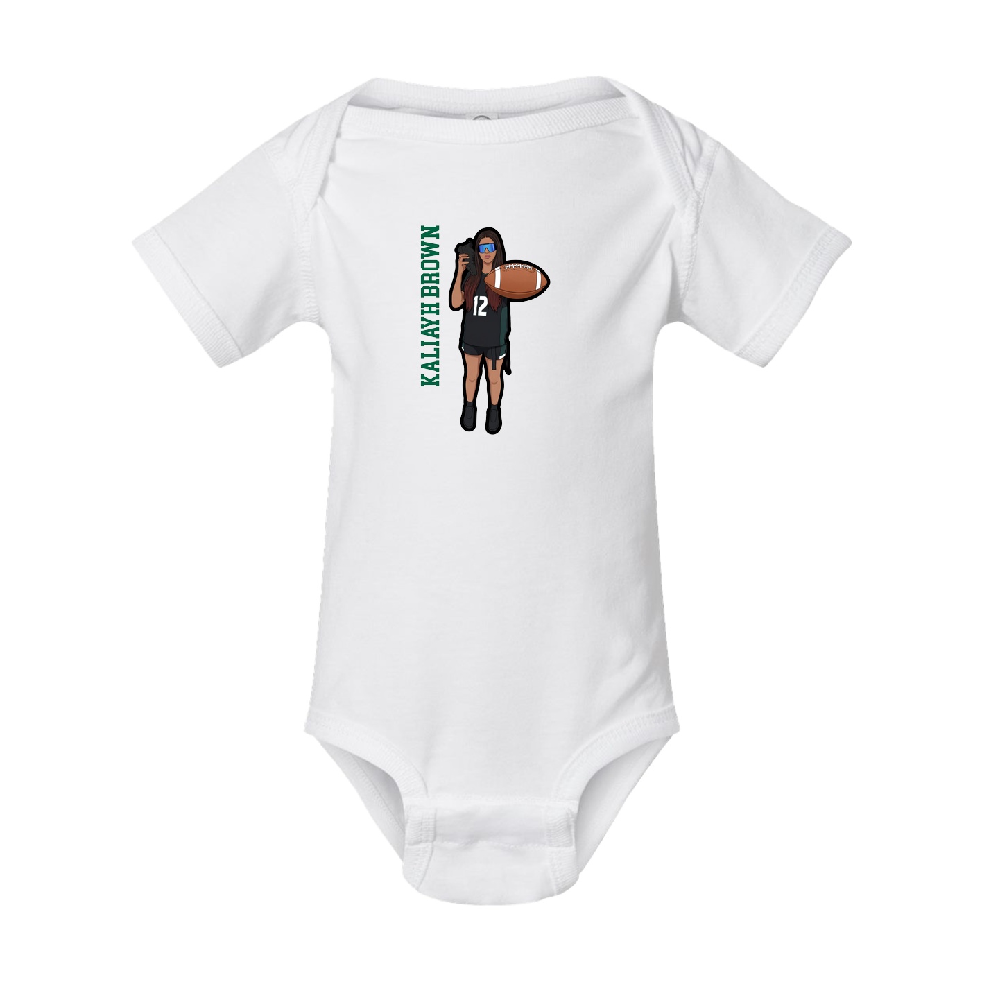 Baby Onesie — Name Vertical in White