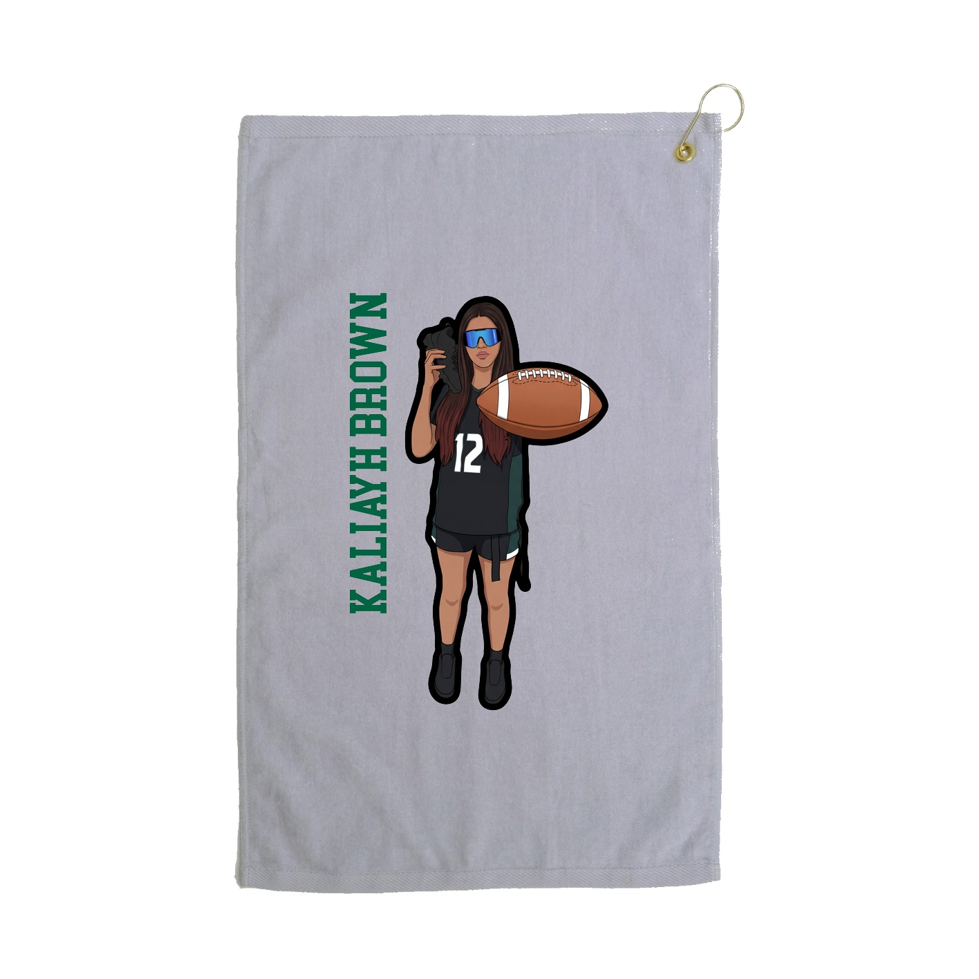 Golf Towel — Name Vertical in Grey
