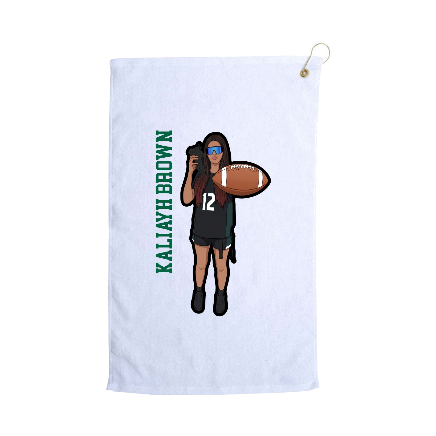Golf Towel — Name Vertical in White