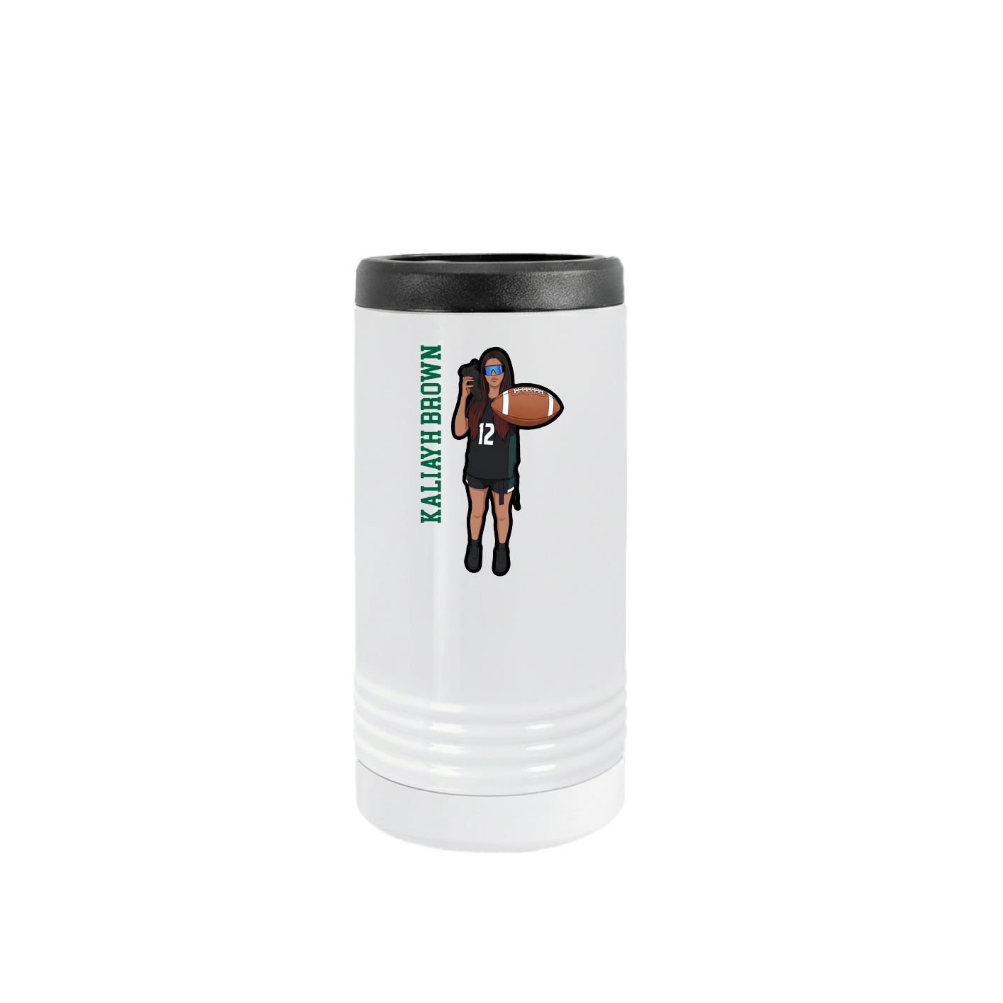 Slim Beverage Holder — Name Vertical in White