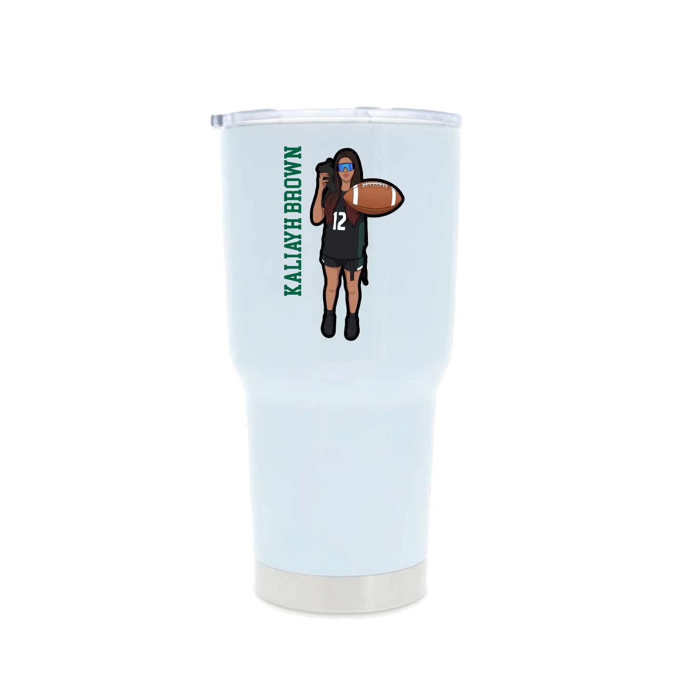 30oz Stainless Steel Tumbler — Name Vertical in White